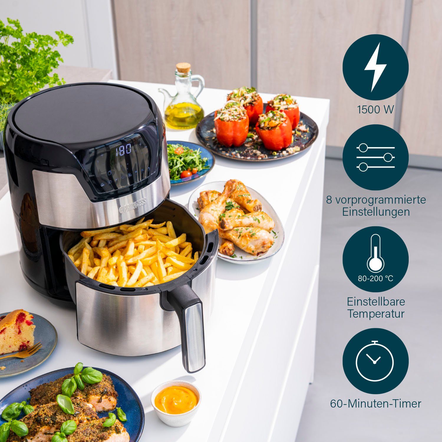 PRINCESS Heißluftfritteuse 182026, 1500 W