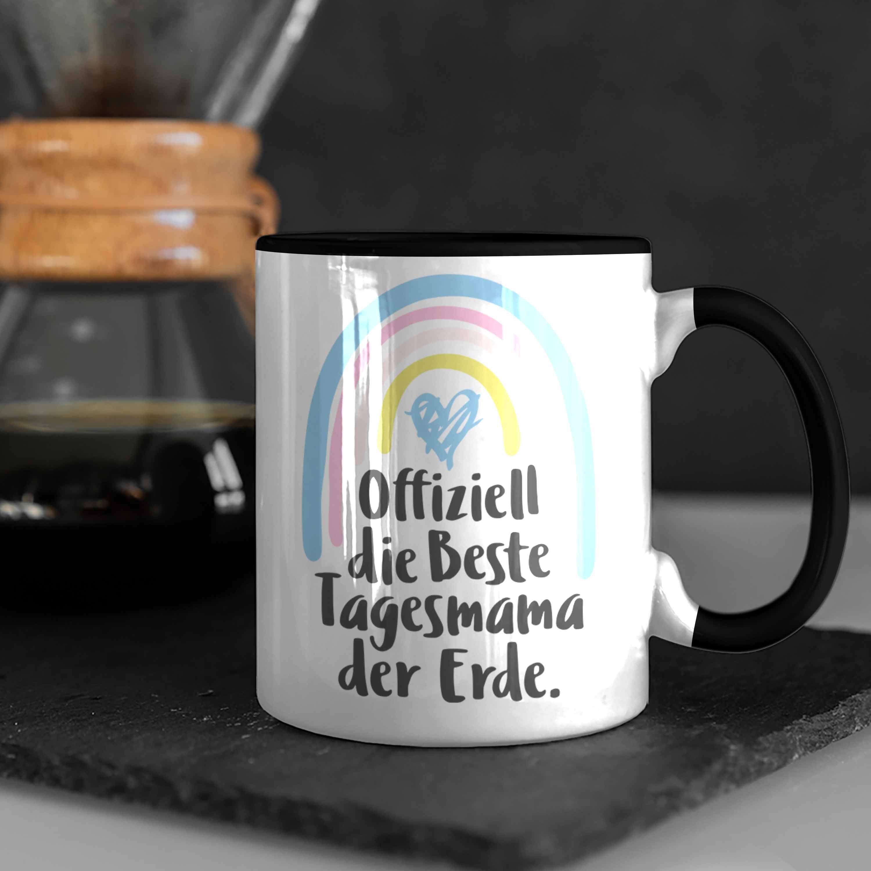 Beste Tasse Tasse - Erzieherin Schwarz Geschenkidee Trendation Herz Tagesmama Geschenk Aufpasserin mit Erde Trendation Tagesmutter der