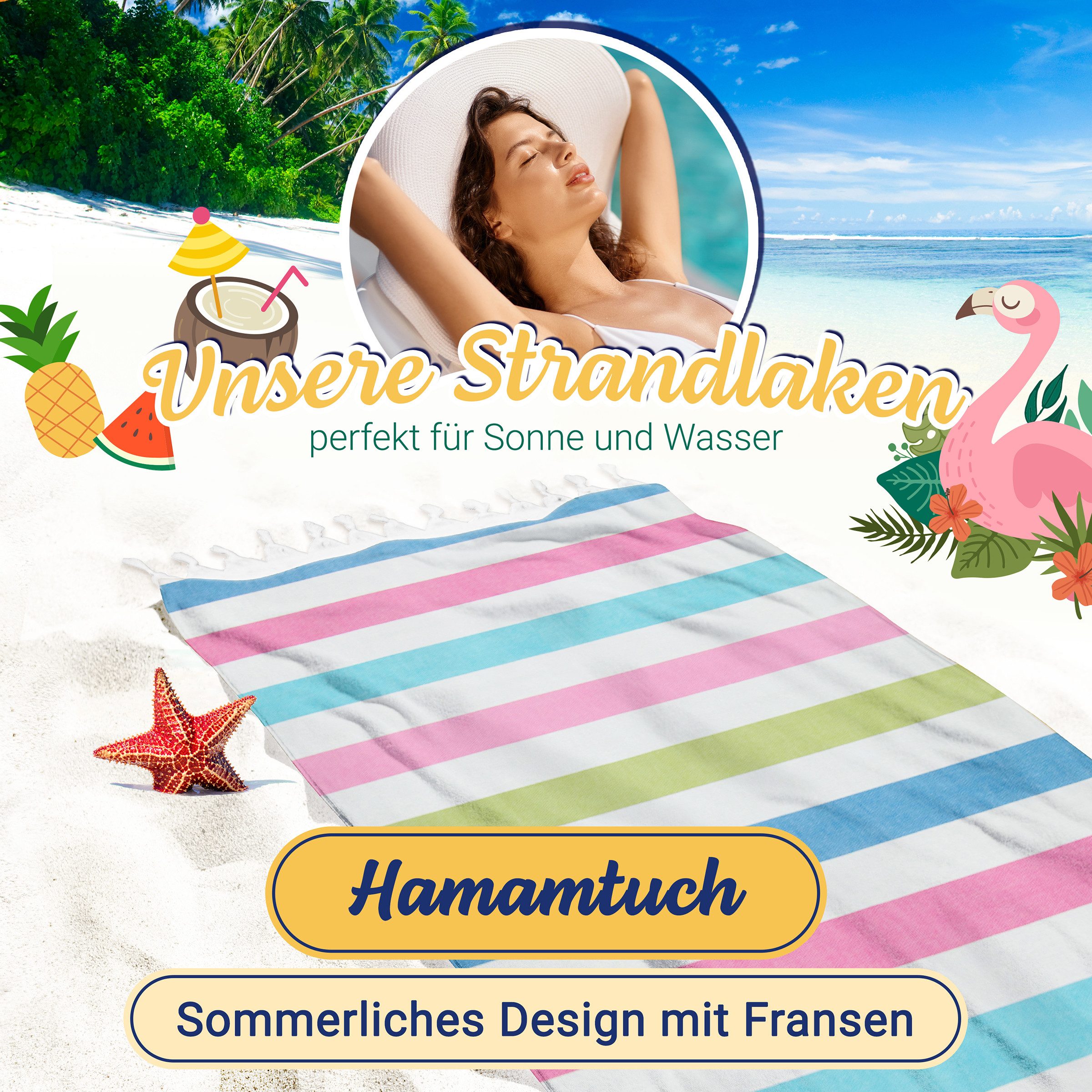 ZOLLNER Hamamtuch, Baumwolltuch (1-St), 90 x 170 cm, 100% Baumwolle, mit Fransen, vom Hotelwäschespezialisten