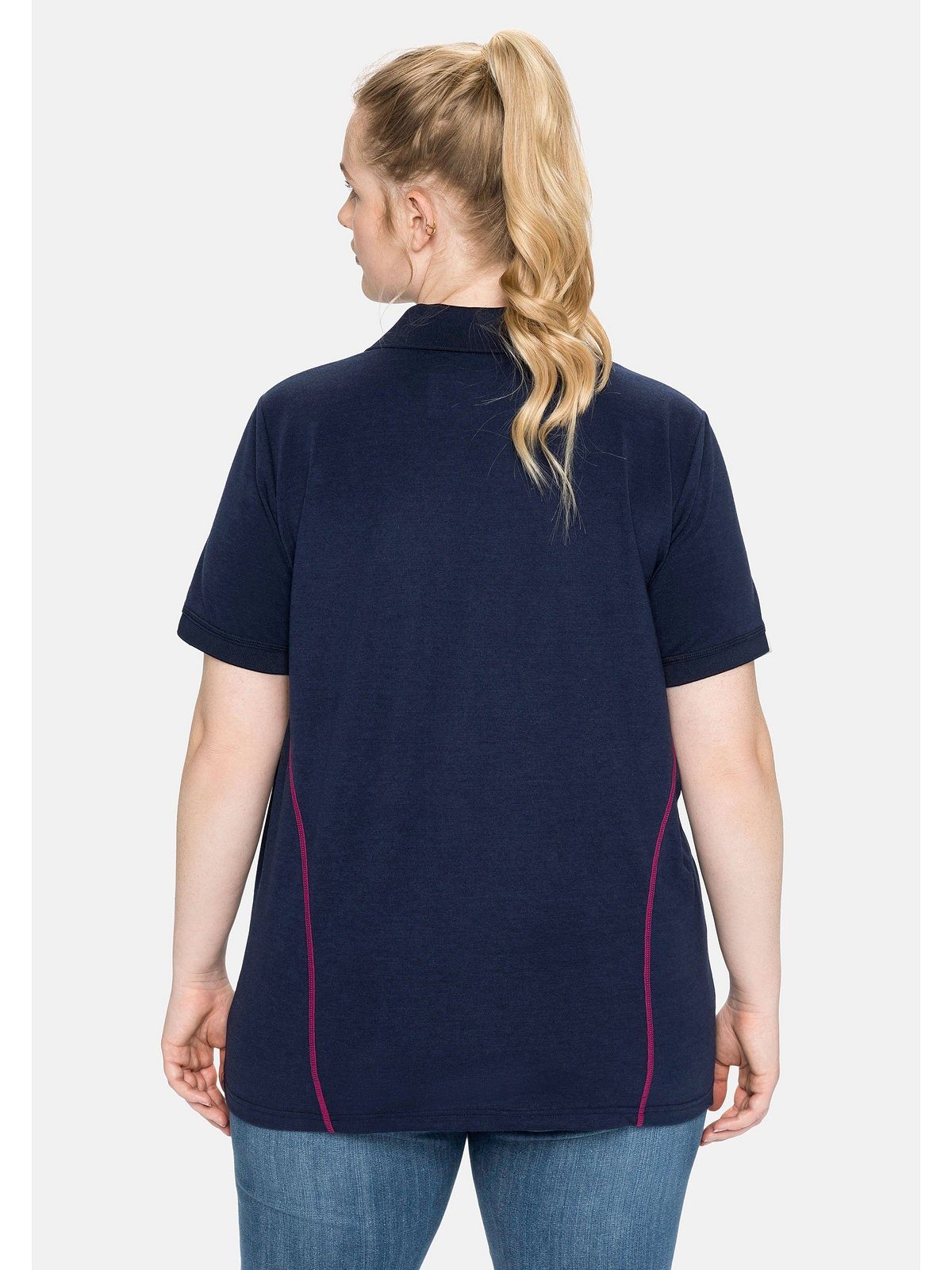 Sheego marine Große Funktionsshirt mit Teilungsnähten Größen Piqué-Qualität, in