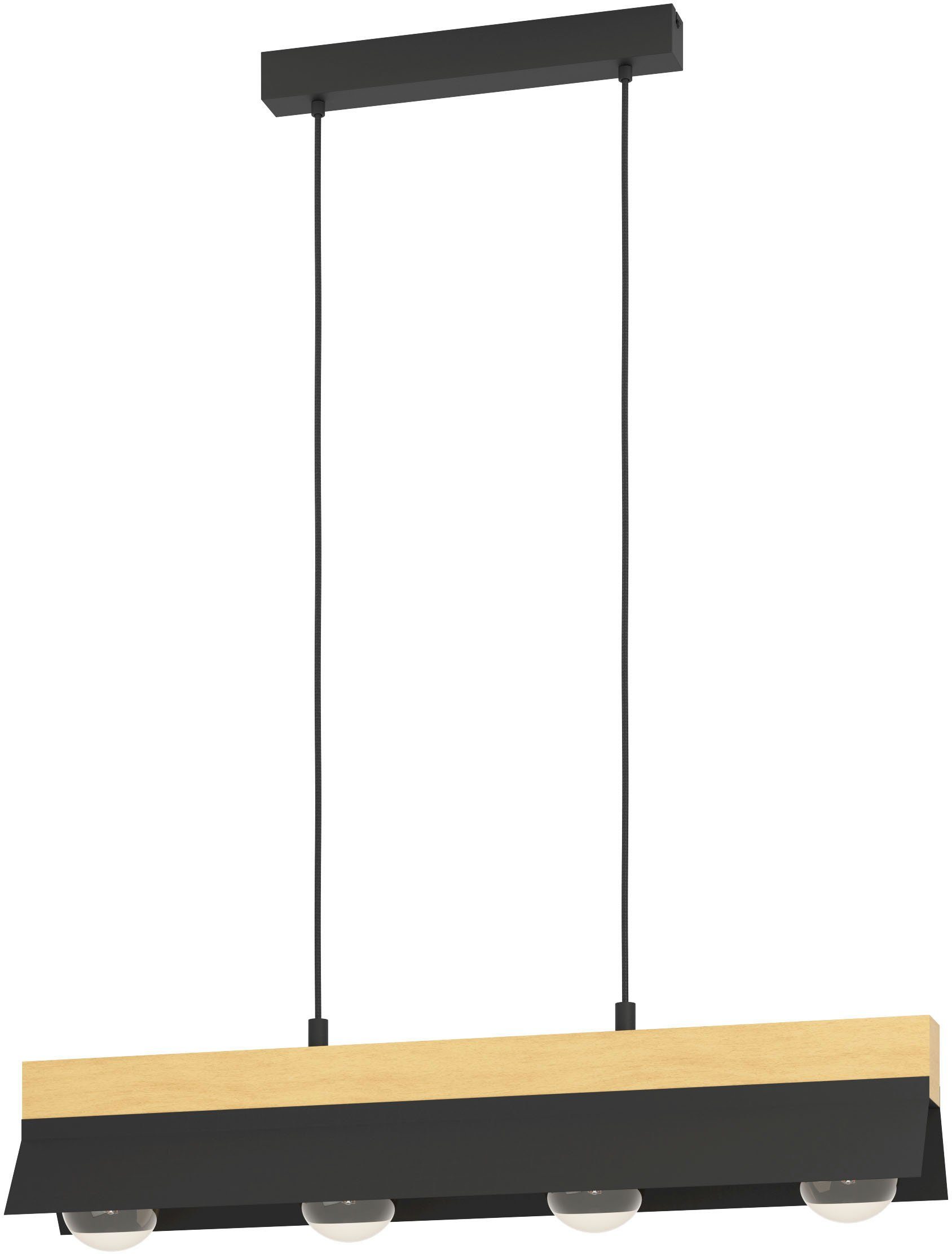 EGLO Hängeleuchte TARRAFO, ohne Leuchtmittel, Leuchtmittel wechselbar, Hängeleuchte in schwarz und braun aus Stahl, Holz - exkl. E27 - 40W