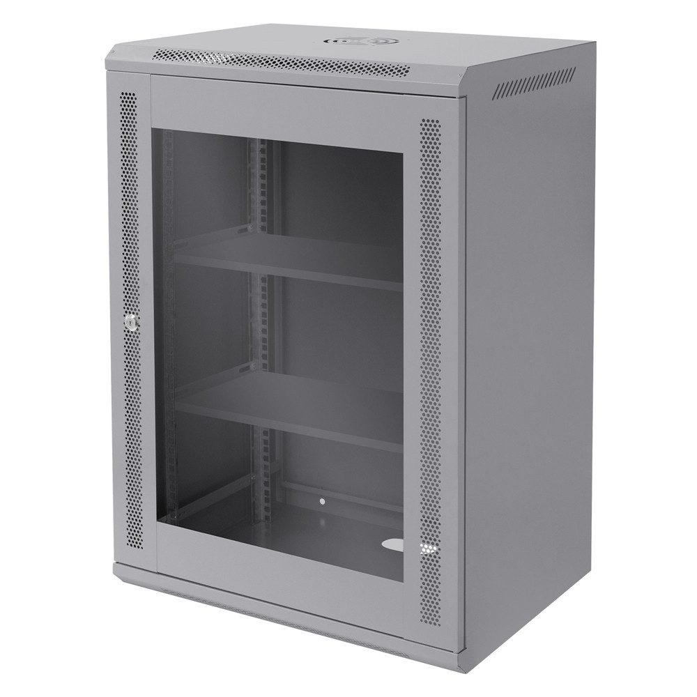ECD Germany Serverschrank Wandmontage voll montiert Server Gehäuse mit abschließbarer Tür, Serverschrank 16 HE 19 Zoll grau 60x45x90cm montiert Traglast 60kg