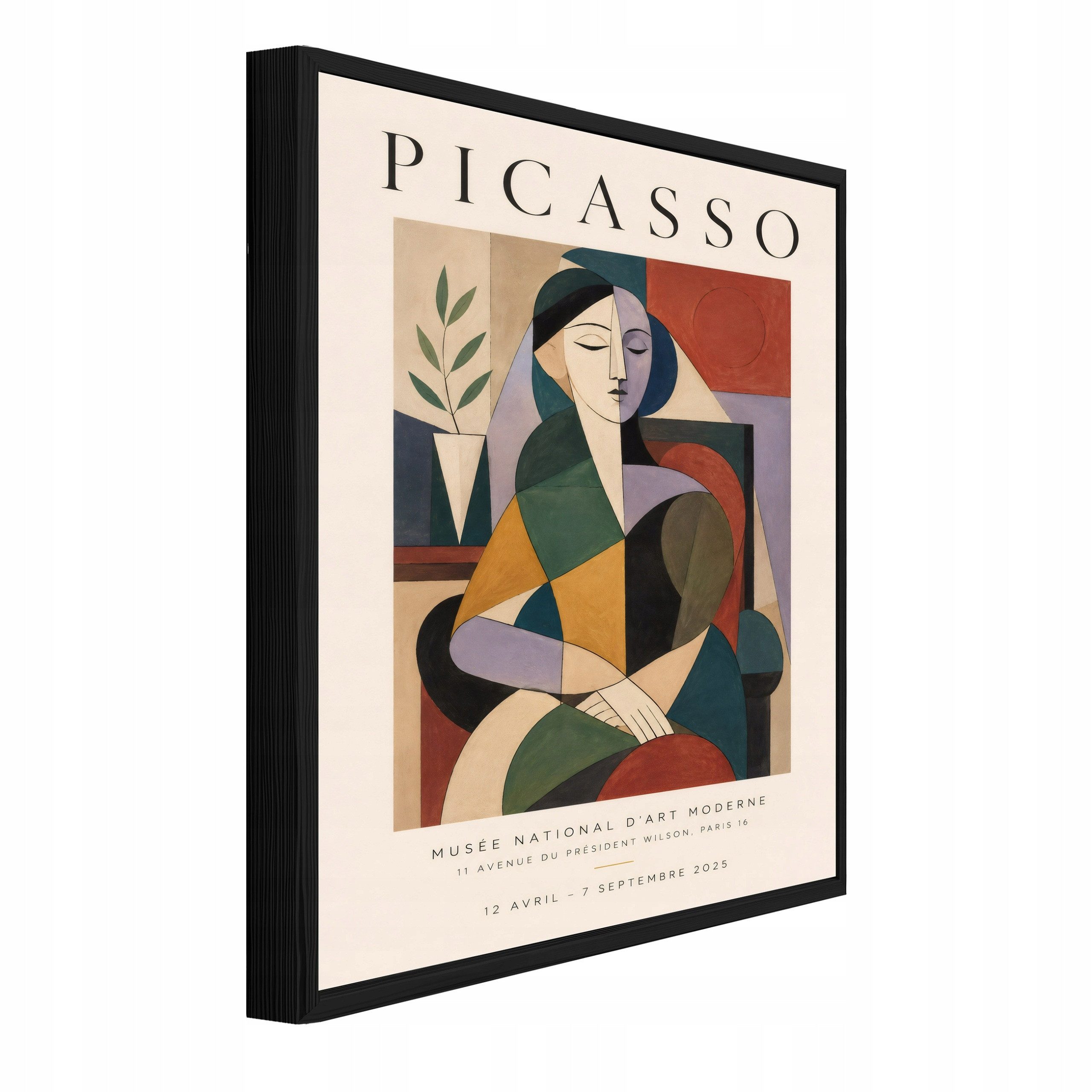 Wallarena Leinwandbild Picasso Frau Porträt Beige Bilder Wohnzimmer Wandbild, Frau, Ausstellungsplakat (Leinwandbild, 1 St), Leinwand Bilder mit Rahmen Wohnzimmer Schlafzimmer Wandbild 30x40 cm