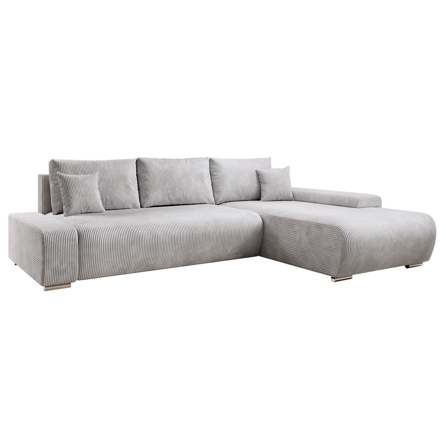 Juskys Ecksofa Iseo, modern, L-Form, Schlaffunktion, bequem, samtig wie Cord, inkl. Kissen