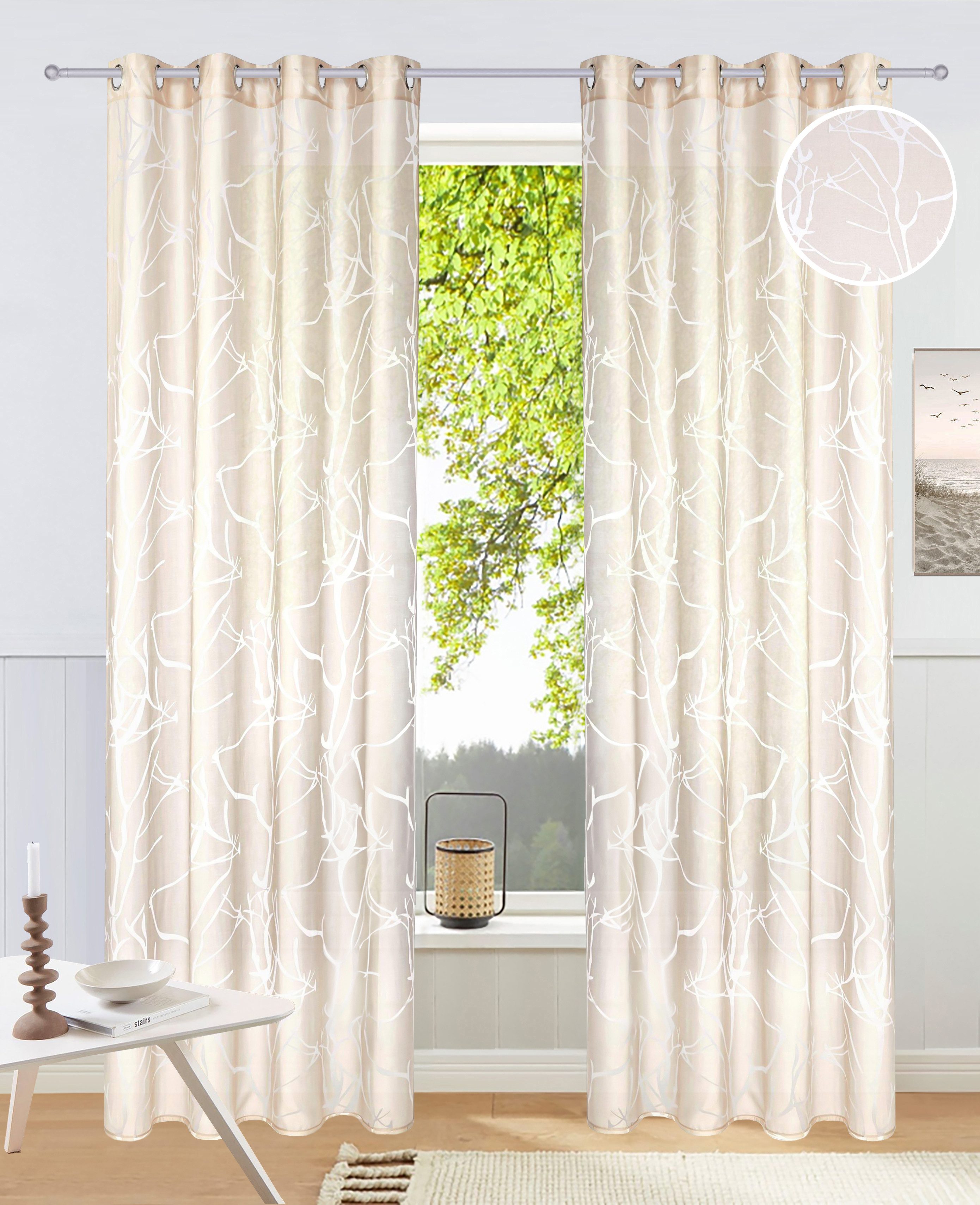 my home Gardine Anna (1 St), Ösen, halbtransparent, Ausbrenner, Bestseller, günstig online kaufen