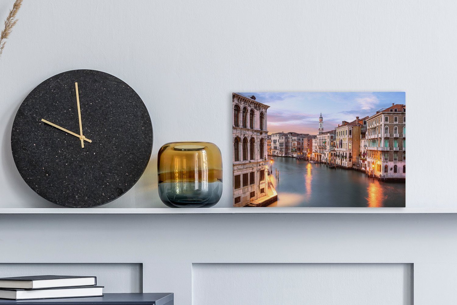 OneMillionCanvasses® Leinwandbild Venedig - (1 cm Leinwandbilder, St), Wandbild 30x20 Italien, Wanddeko, - Sonnenuntergang Aufhängefertig