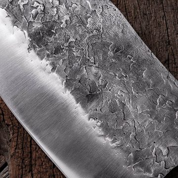 Küchenkompane Asiamesser Rustikales Hackmesser aus Edelstahl - Ergonomischer Holzgriff