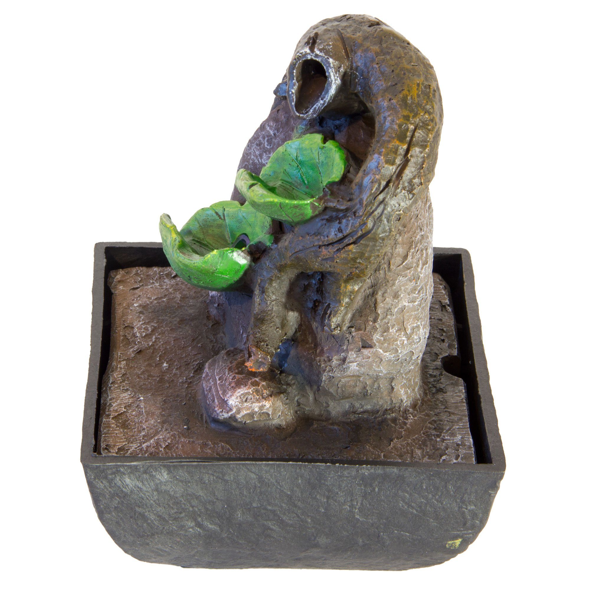 NATIV Haushalt Zimmerbrunnen Zimmerbrunnen Blätter, Wasserspiel mit Beleuchtung und Pumpe, 13,30 cm Breite, (inkl. Pumpe), Komplettset mit Pumpe