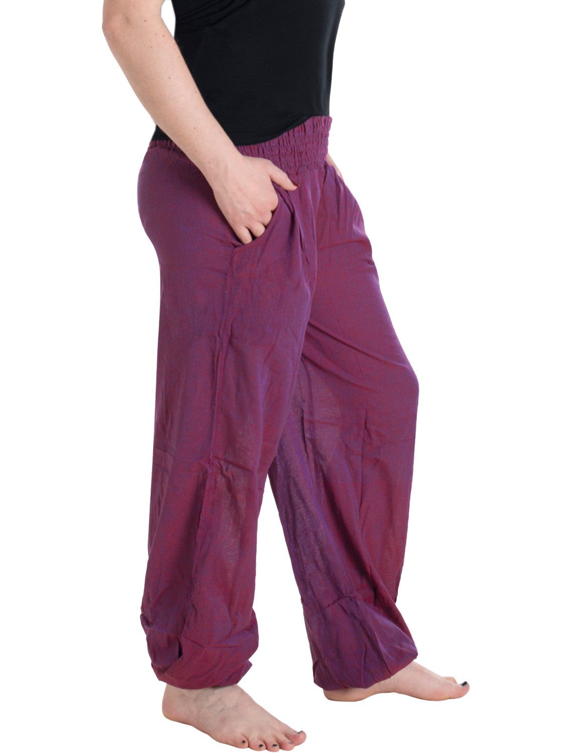 Vishes Haremshose Lange Sommerhose Schlupfhose Einheitsgröße ohne Taschen Hippie, Baggyhose, Yogahose