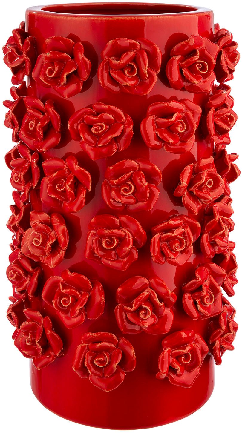 GILDE Tischvase Vase zylindrisch Roses rot H. 30,5 cm (1 St)