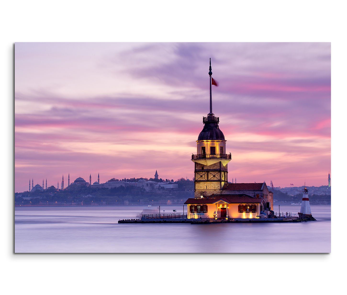 Sinus Art Leinwandbild 120x80cm Wandbild Istanbul Bosporus Jungfrauenturm