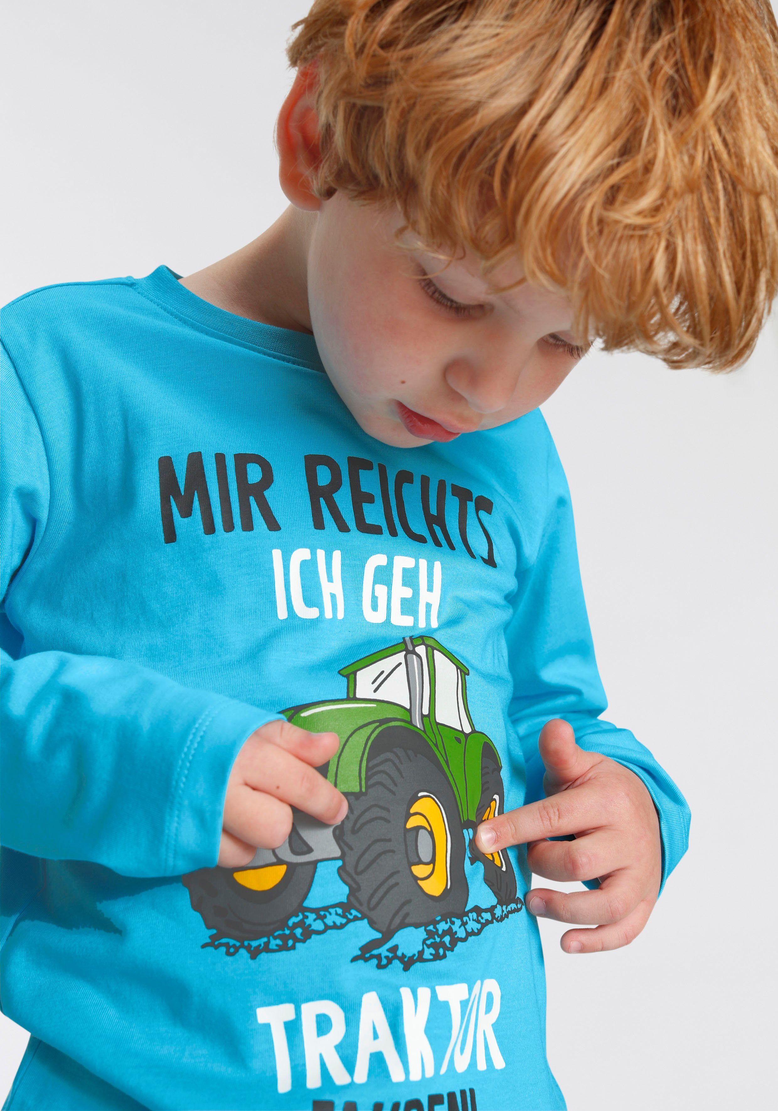 & (Spar-Set, REICHTS, Hose TRAKTOR 2-tlg) ICH Shirt FAHREN Langarmshirt+Jogginghose MIR GEH KIDSWORLD