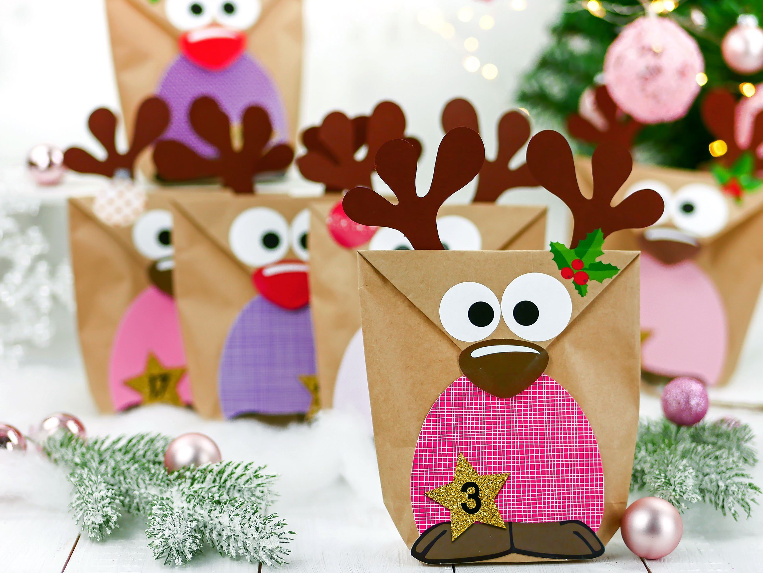 PAPIERDRACHEN Adventskalender Papierdrachen DIY Adventskalender zum Befüllen - Rentiere zum Basteln