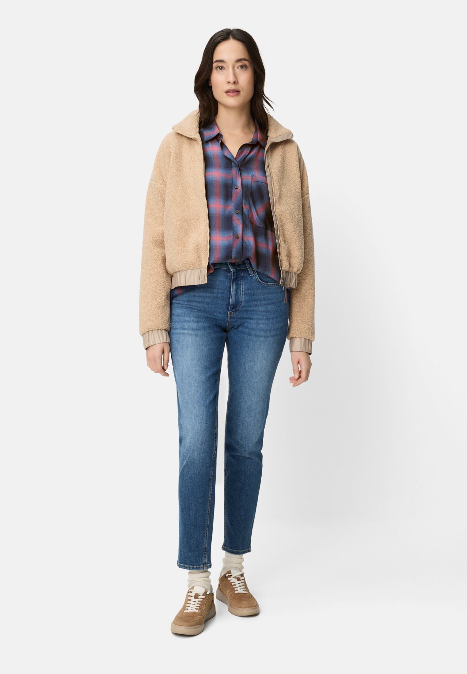 camel active Hemdbluse Bluse aus reiner Viskose Langarm kariert