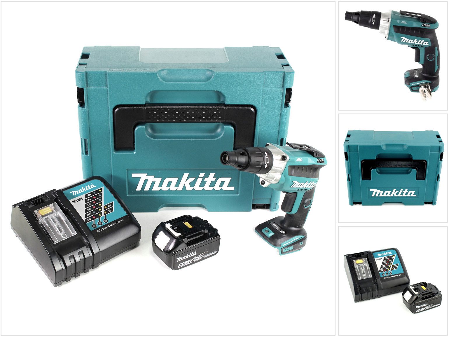 Makita Akku-Trockenbauschrauber DFS 251 RF1J Akku Trockenbauschrauber 18V brushless + 1x Akku 3,0 Ah