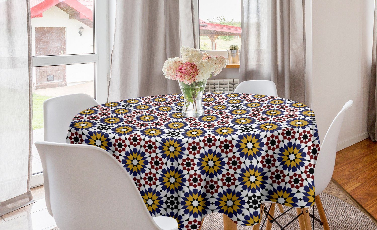 floral Geometrisch Esszimmer Tischdecke Abdeckung für Abakuhaus Dekoration, Tischdecke Kreis marokkanisch Küche Oriental