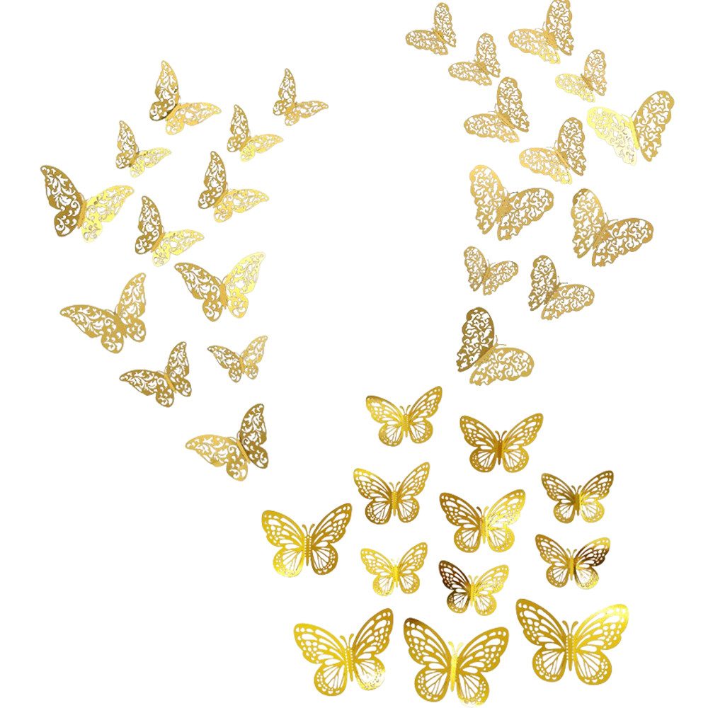HIBNOPN Wandsticker 3D Schmetterling Wandaufkleber, 36 Stück 3 Arten Schmetterling Deko (36 St)