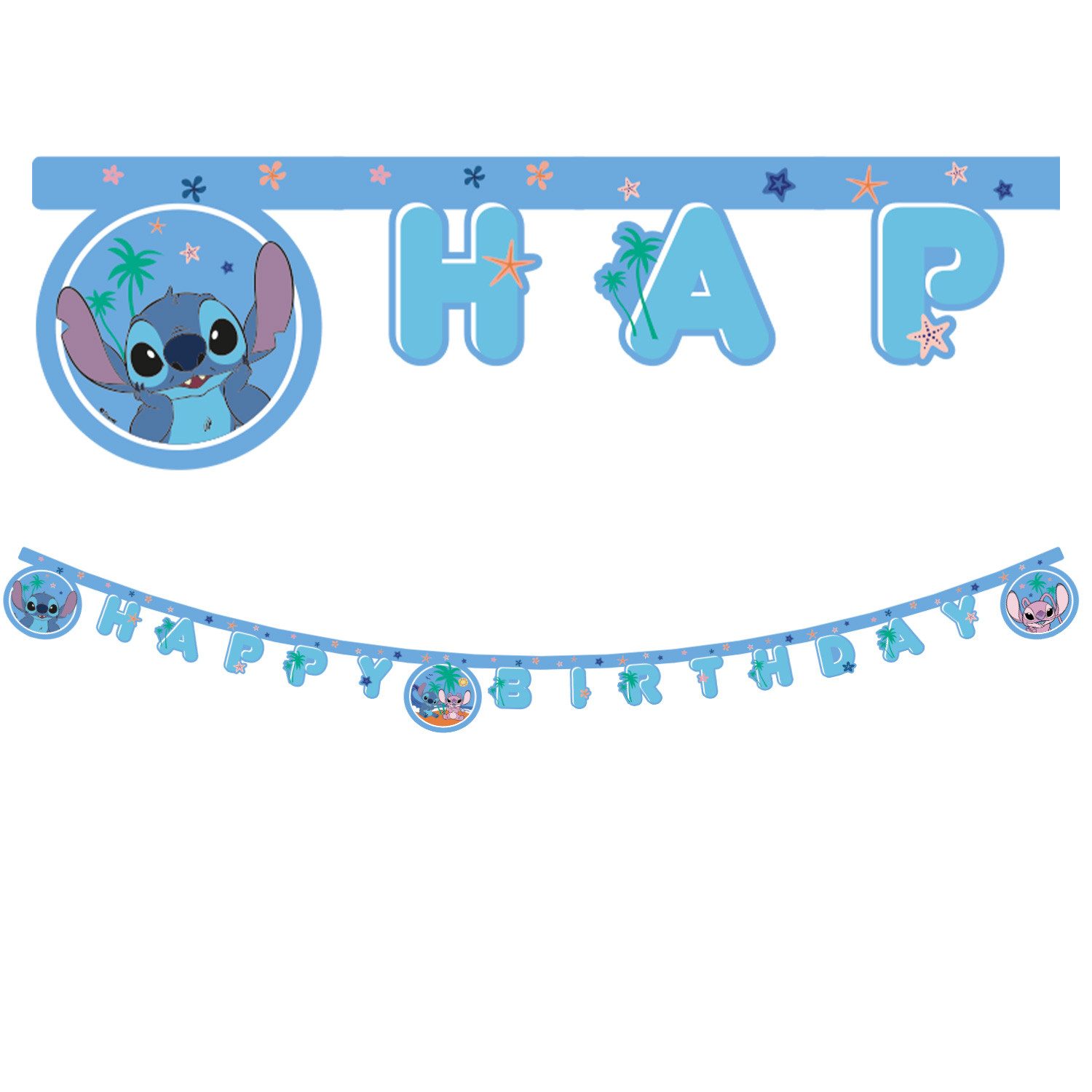 Procos Girlande Banner Happy Birthday Stitch & Angel, FSC