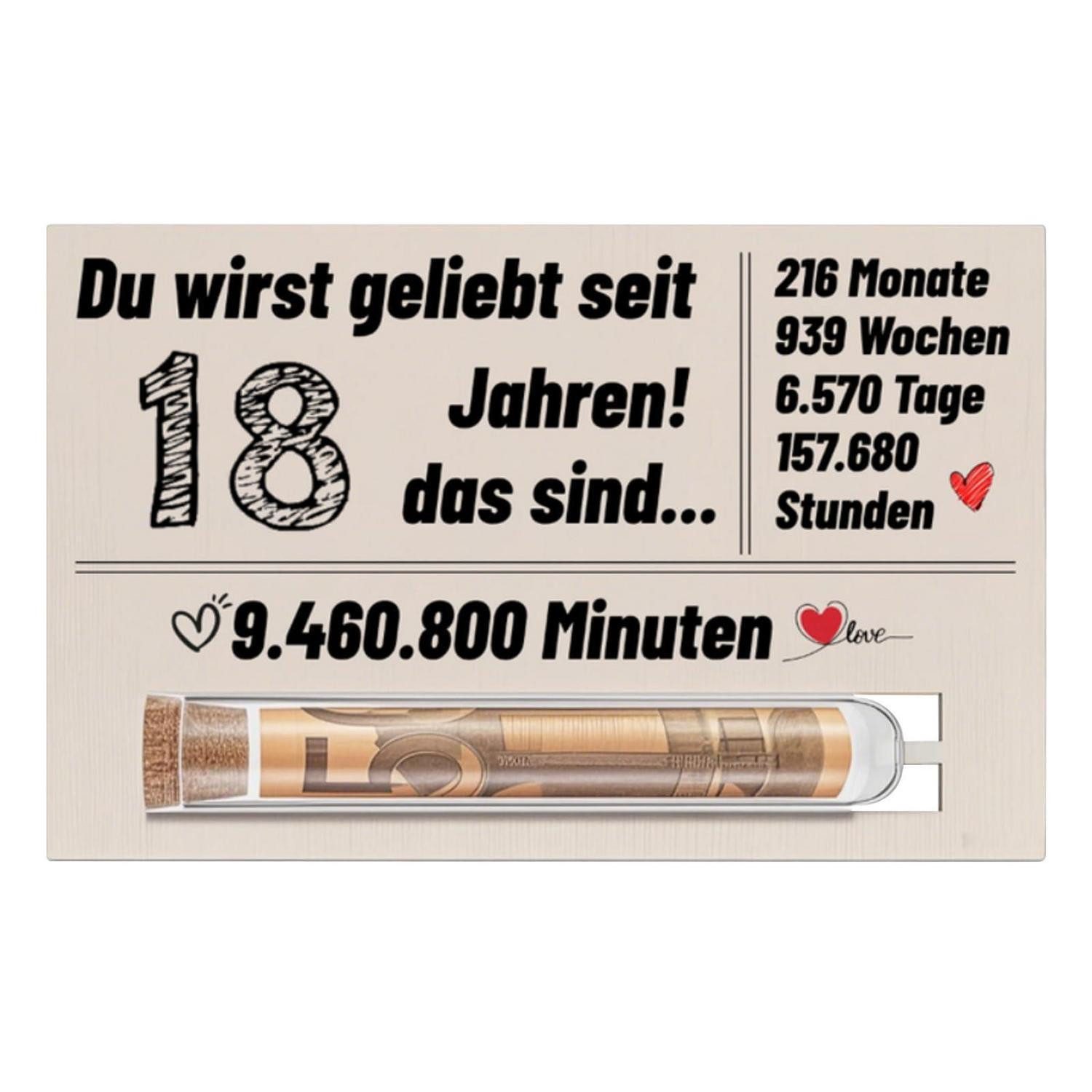 LuxusKollektion Geschenkbox Geldgeschenk 18. Geburtstag Holzplatte Gravur