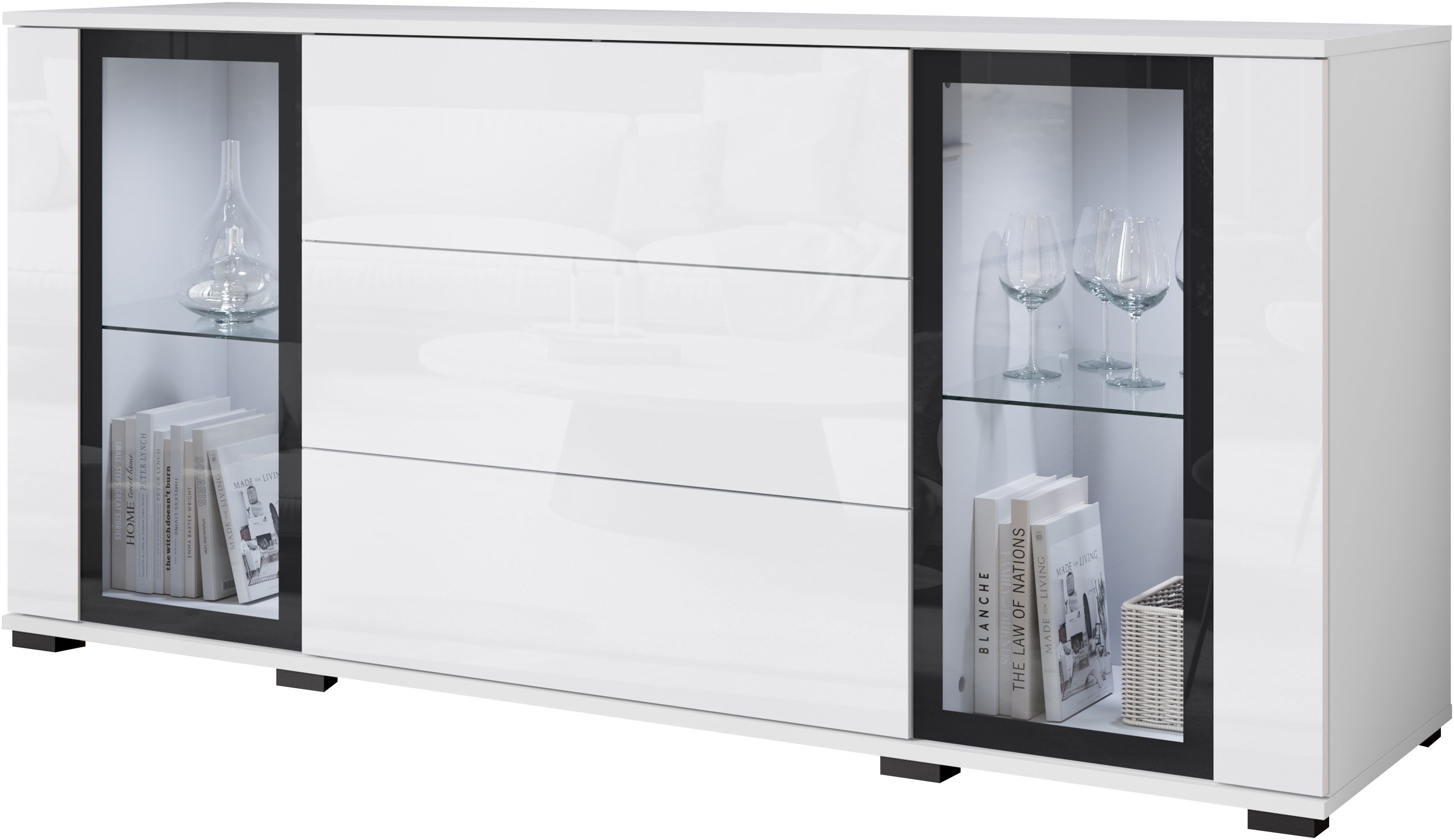 INOSIGN Sideboard modernes Design mit Glaseinsätzen günstig online kaufen