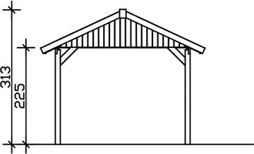 Skanholz Einzelcarport Wallgau, BxT: 380x900 cm, 215 cm Einfahrtshöhe, 380x900cm, schwarze Schindeln