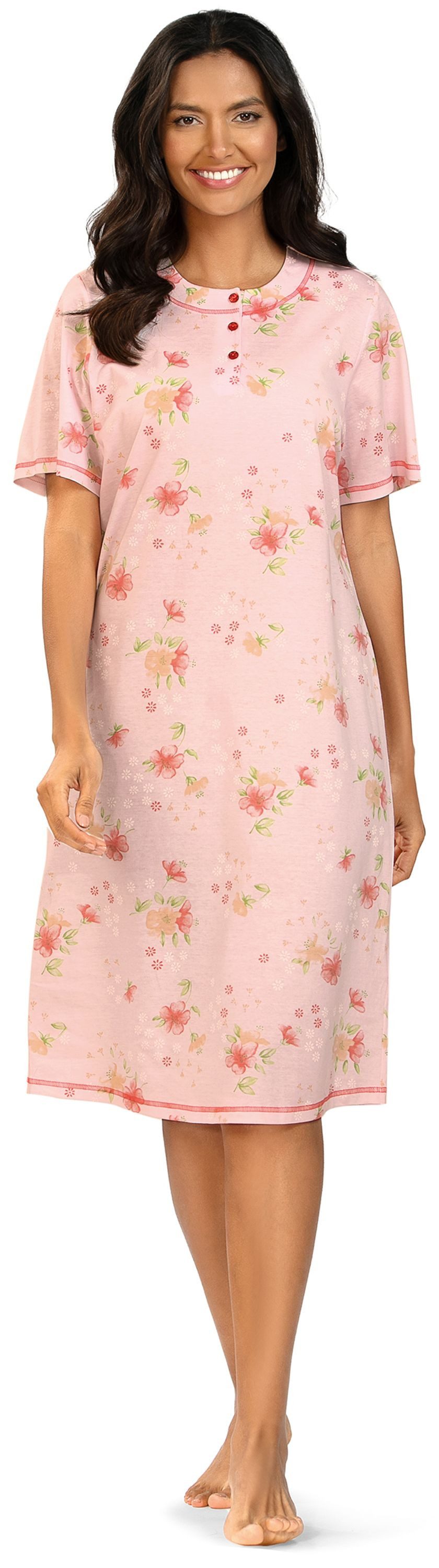 comtessa Nachthemd Dreamy breeze (Set, 1-tlg., 1-teilig) Damen Sleepshirt ca.105cm Schlafshirt geknöpft Baumwolle große Größen
