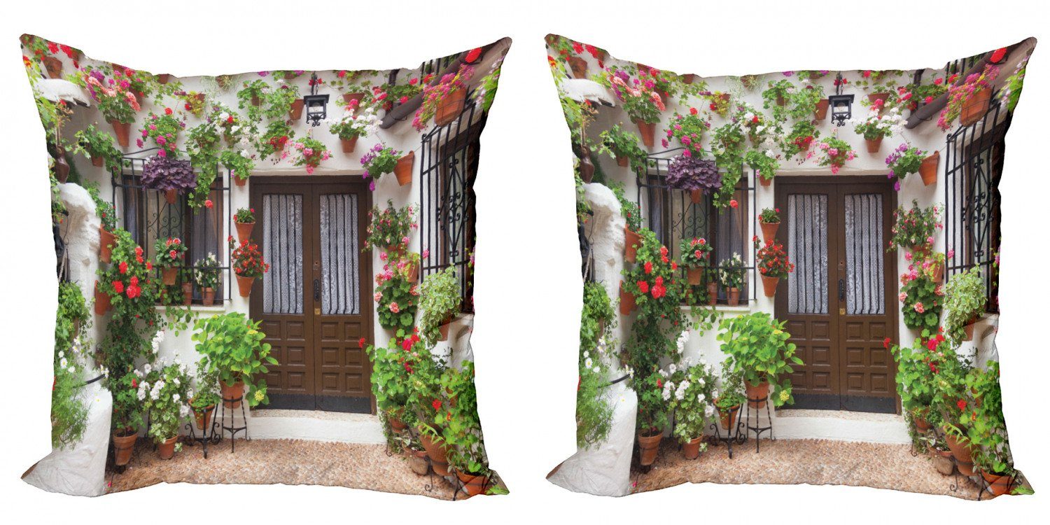 Kissenbezüge Modern Accent Doppelseitiger Digitaldruck, Abakuhaus (2 Stück), Land Blumenstrauß Töpfe