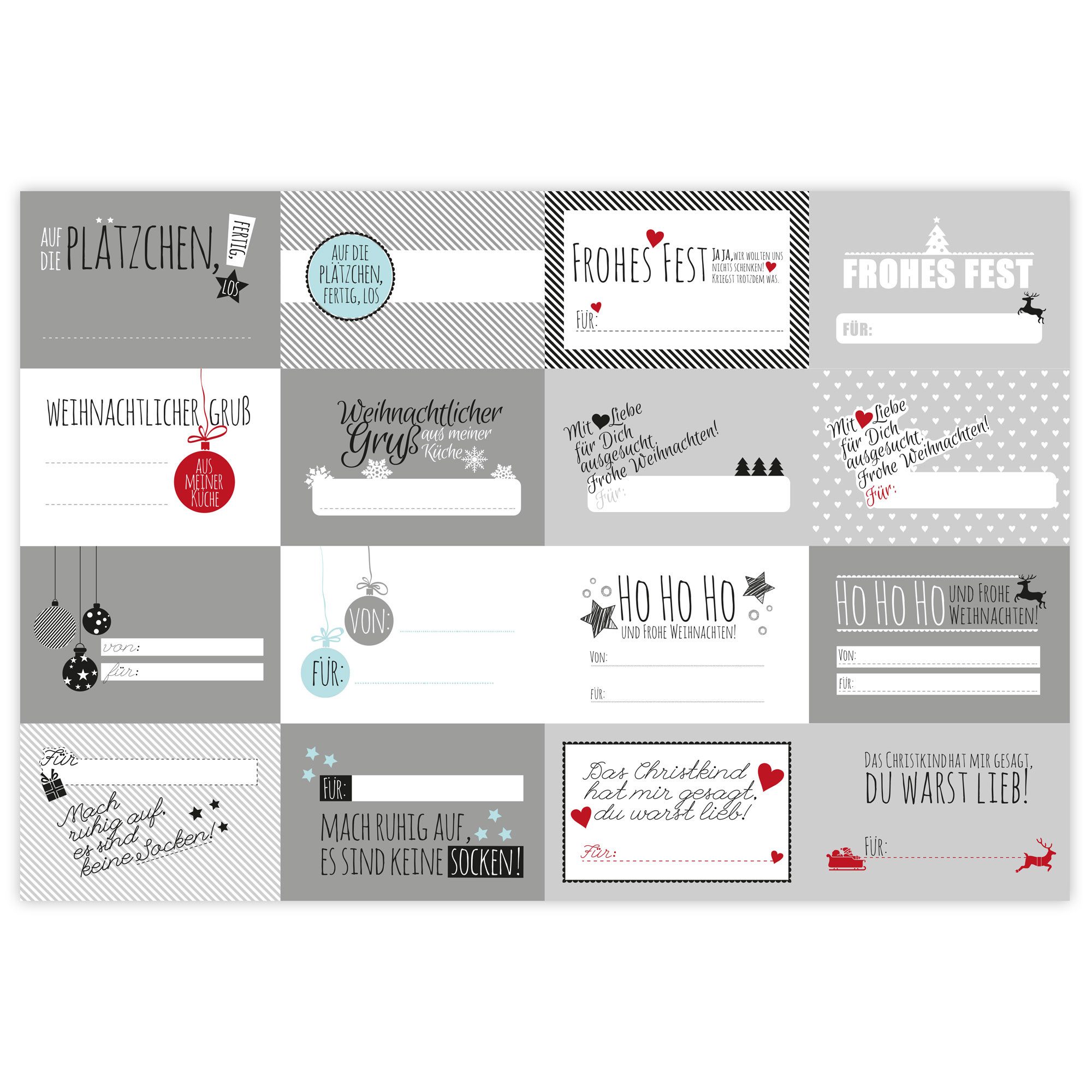 Frau WUNDERVoll Sticker 32 Weihnachtsaufkleber zum Beschriften / Weihnachtsgeschenk