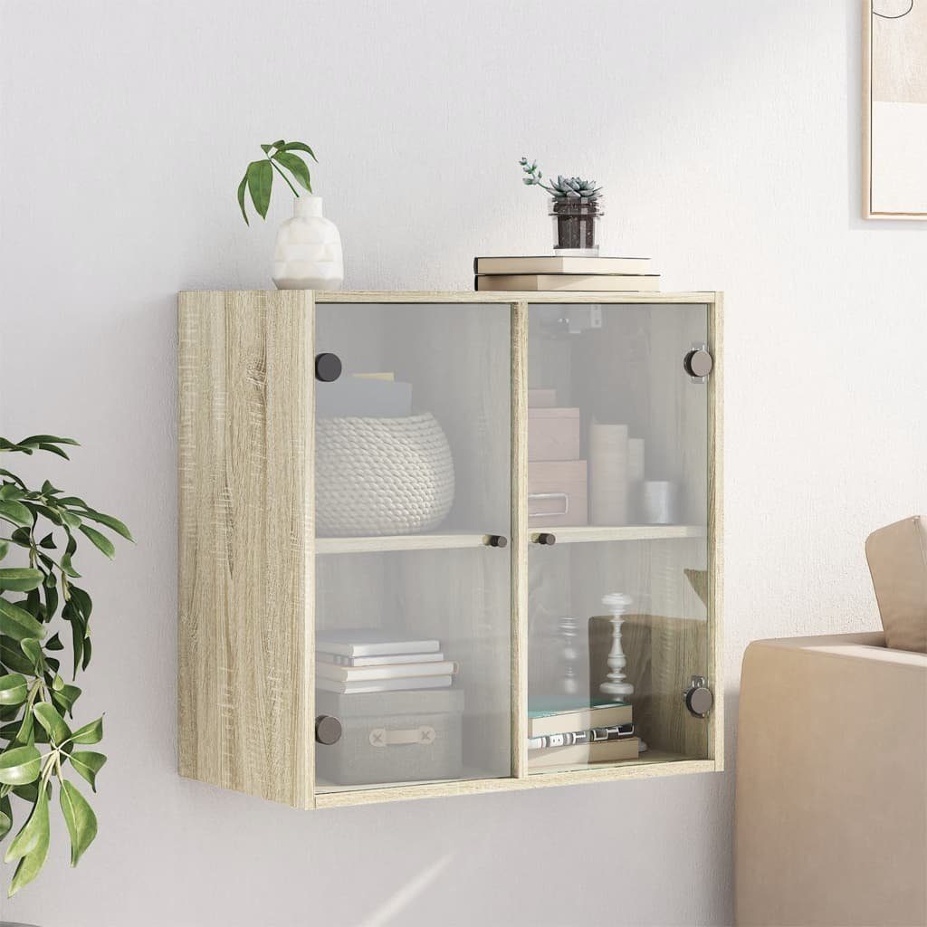 vidaXL Glashängeschrank Wandschrank mit Glastüren Sonoma-Eiche günstig online kaufen