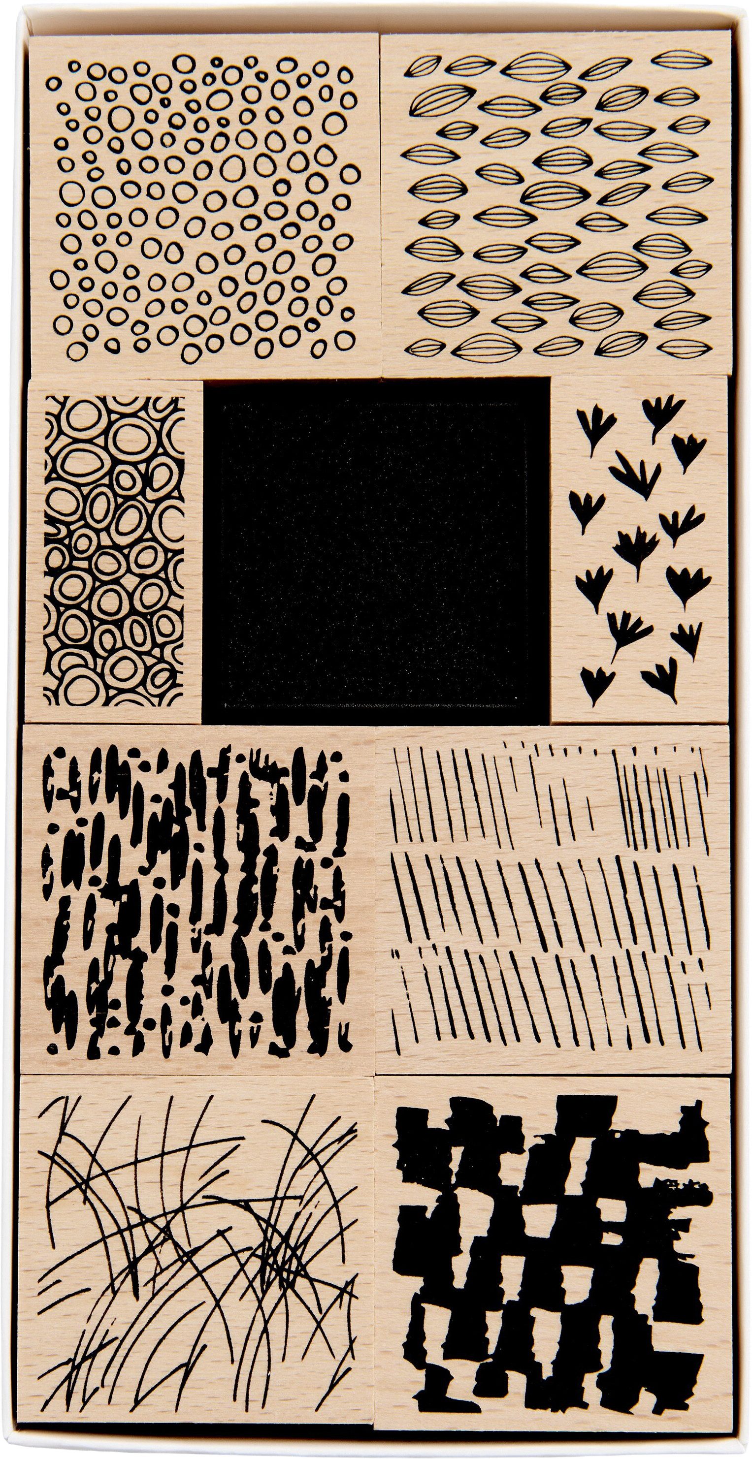 Rico Design Stempel XL Stempel-Set Texturen, 8 Stück