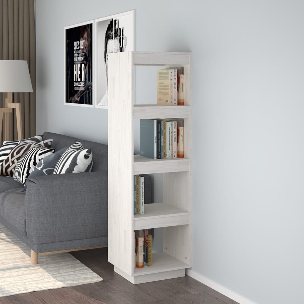 vidaXL Regal NA Standregal Bücherregal Raumteiler Holzregal Weiß 40x35x135 cm Massi