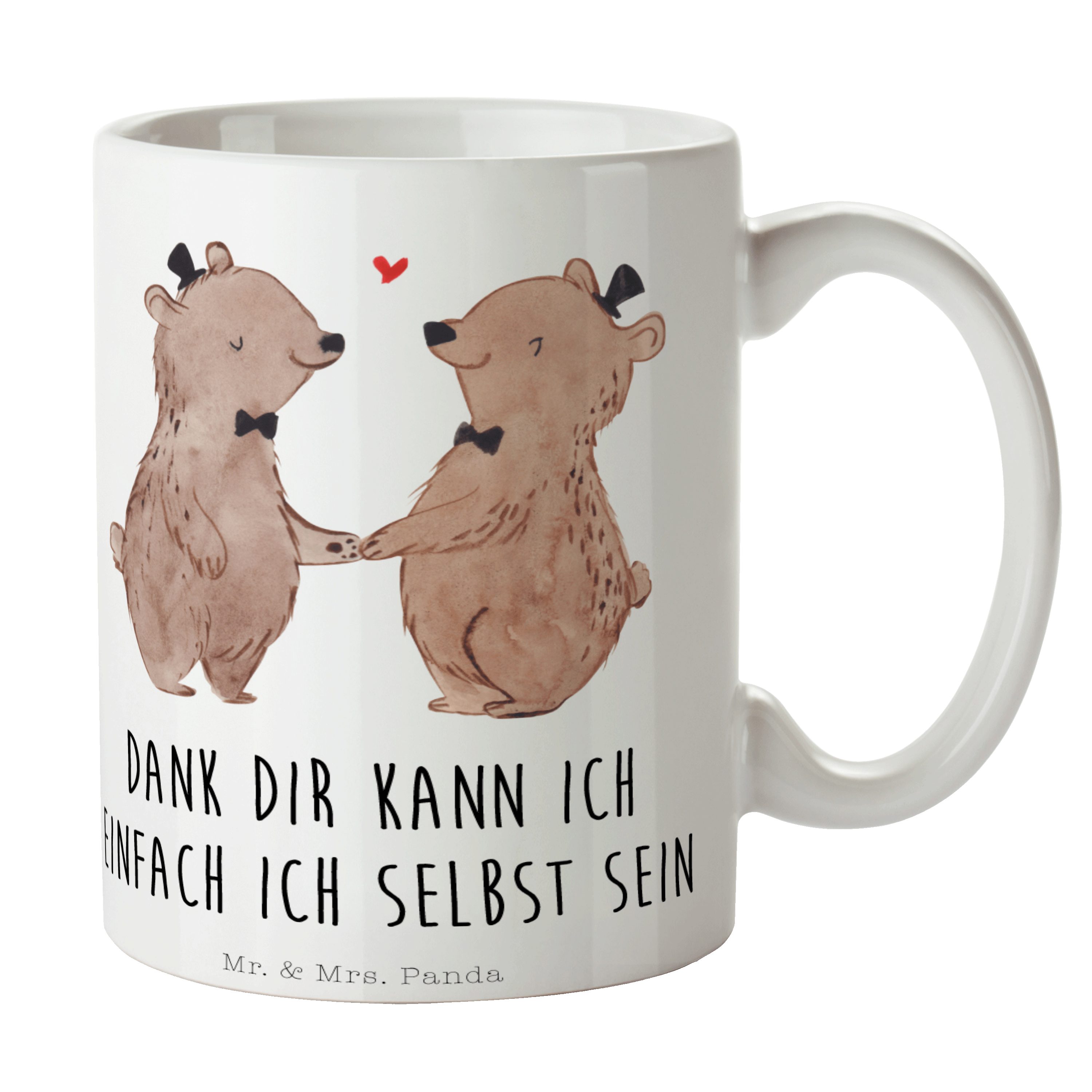 Mr. & Mrs. Panda Tasse Porzellantasse, - Keramiktas, Gay Geschenk, Pride Keramik Pärchen - Bären Weiß