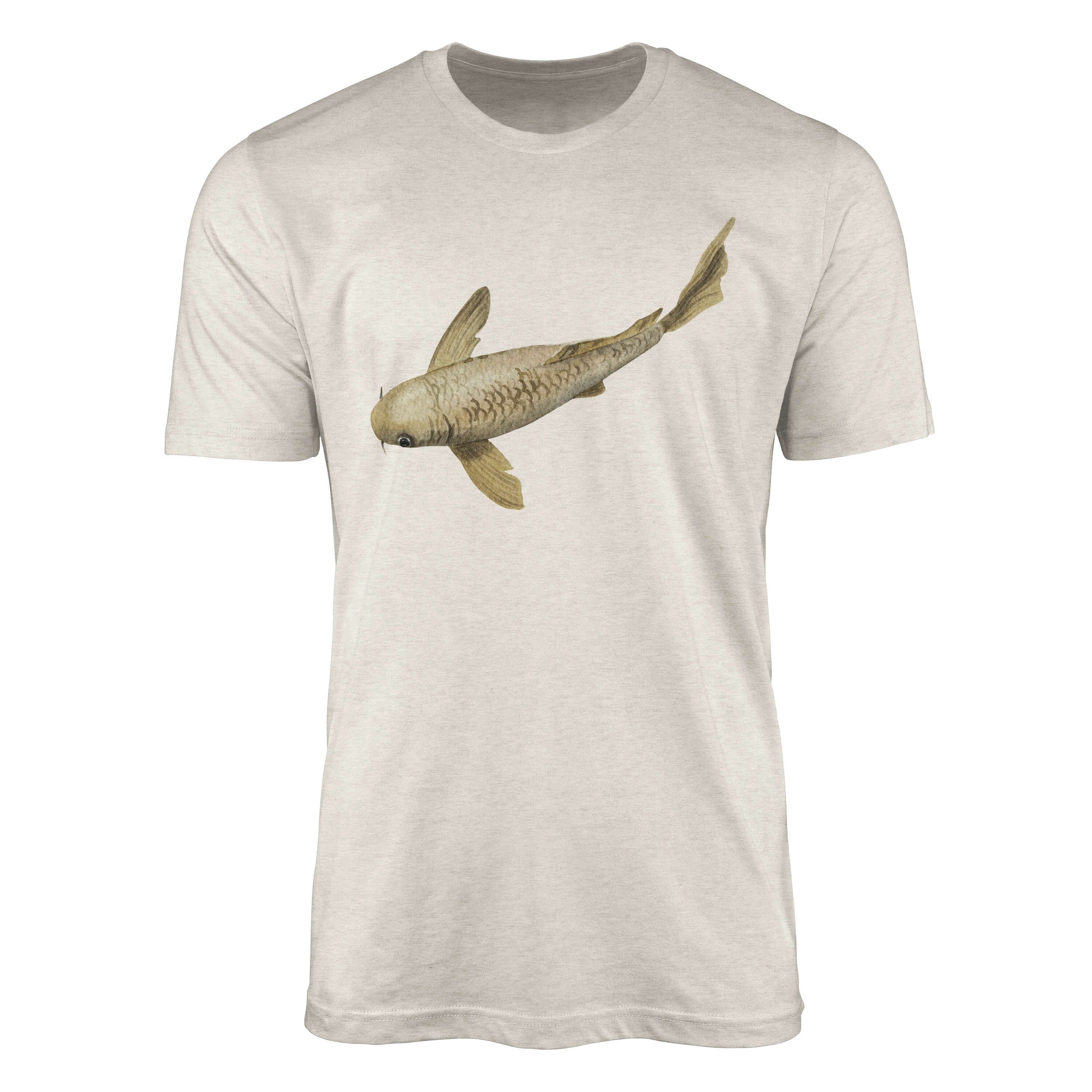 gekämmte Sinus Koi 100% Herren (1-tlg) Shirt Motiv Nachhaltig Öko T-Shirt Zuchtkarpfen T-Shirt Art Wasserfarben Bio-Baumwolle