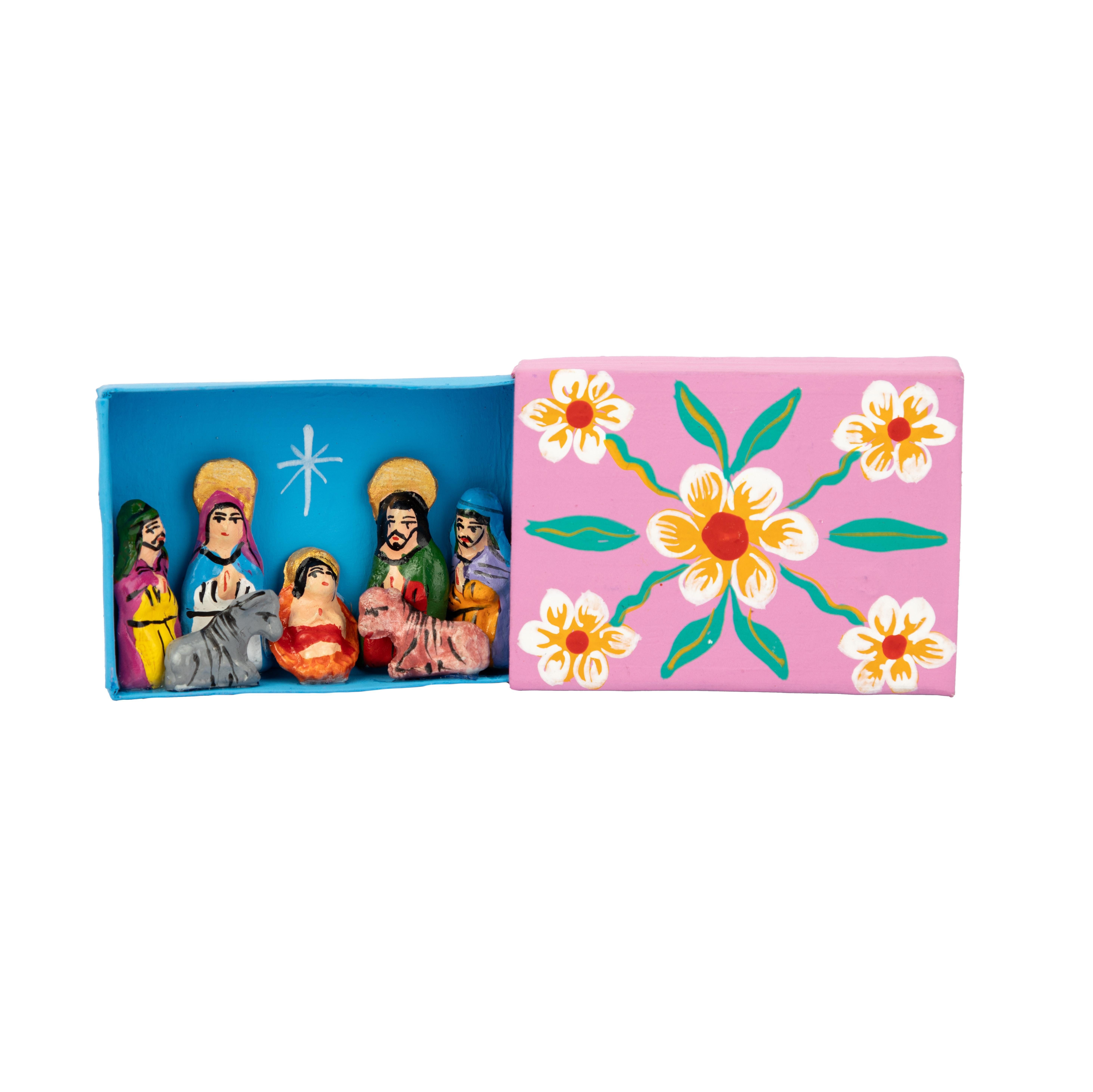 El Puente Krippe Mini-Krippe in Streichholzschachtel, Handmade, Fair Trade