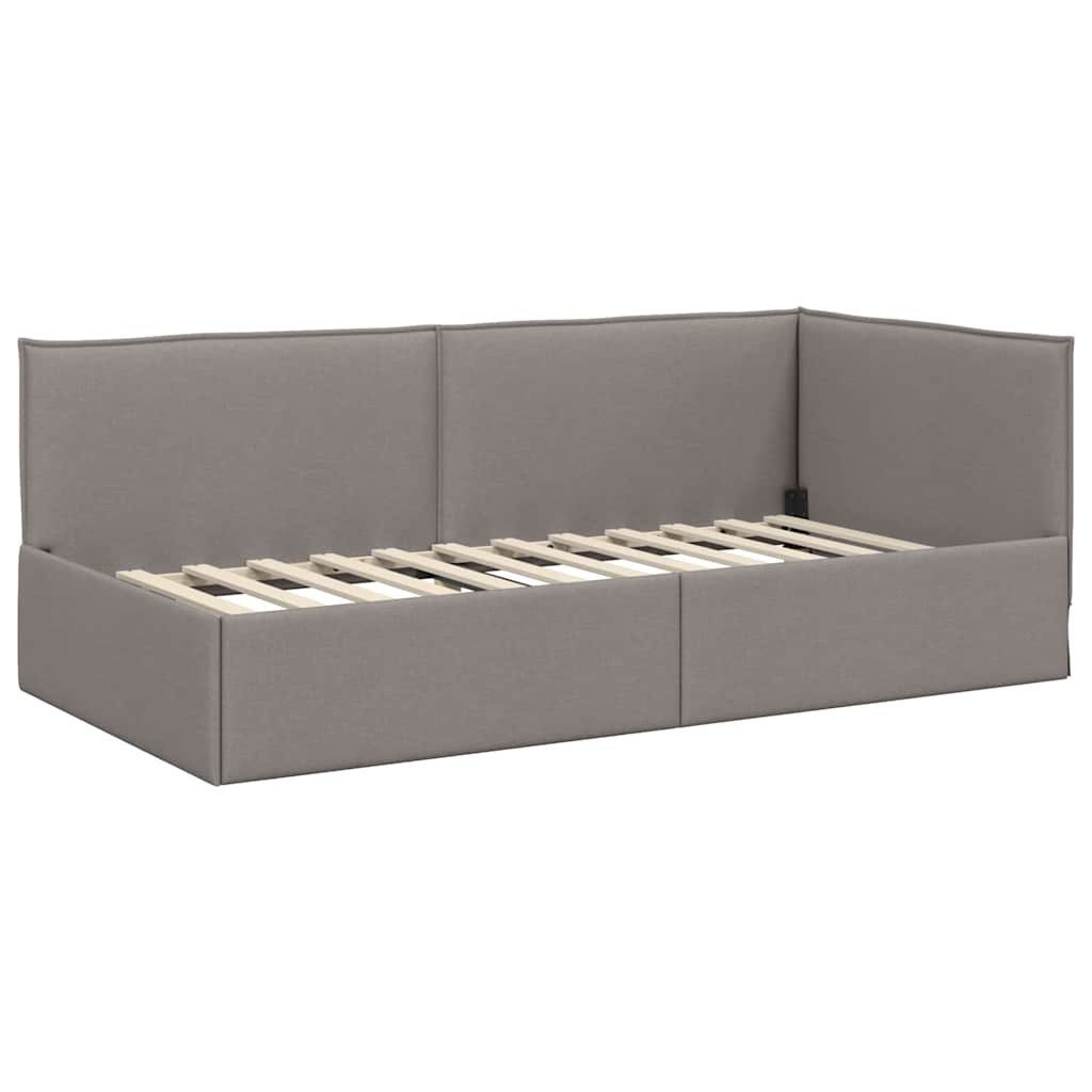 vidaXL Bett Eckbettgestell mit Kopfteil Taupe 100 cm x 200 cm Stoff (1-tlg) günstig online kaufen