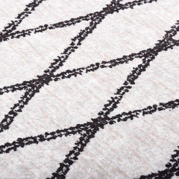Teppich Waschbar 80x300 cm Schwarz und Weiß Rutschfest, furnicato, Rechteckig