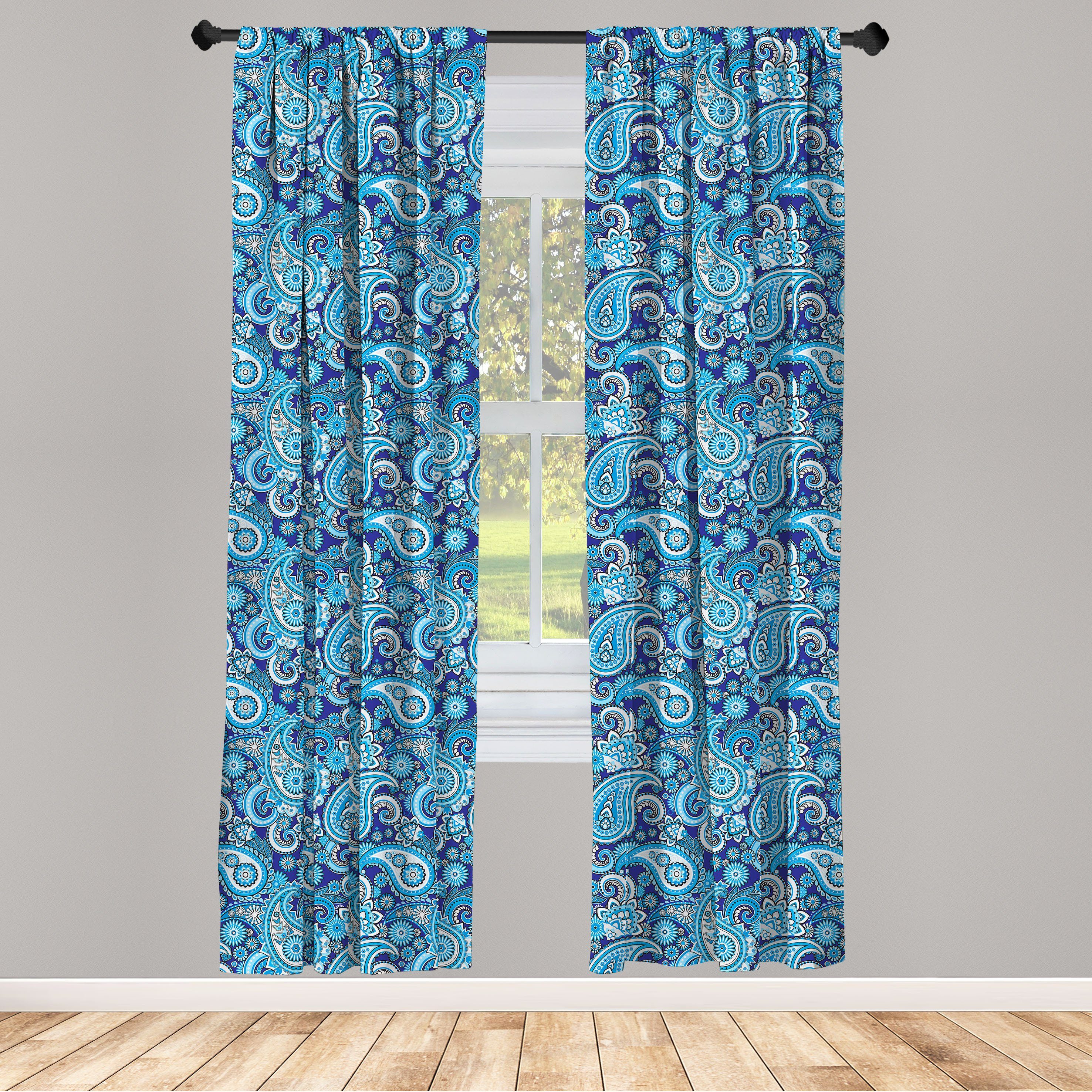 Gardine Vorhang für Wohnzimmer Schlafzimmer Dekor, Abakuhaus, Microfaser, Paisley Blumen-Blätter