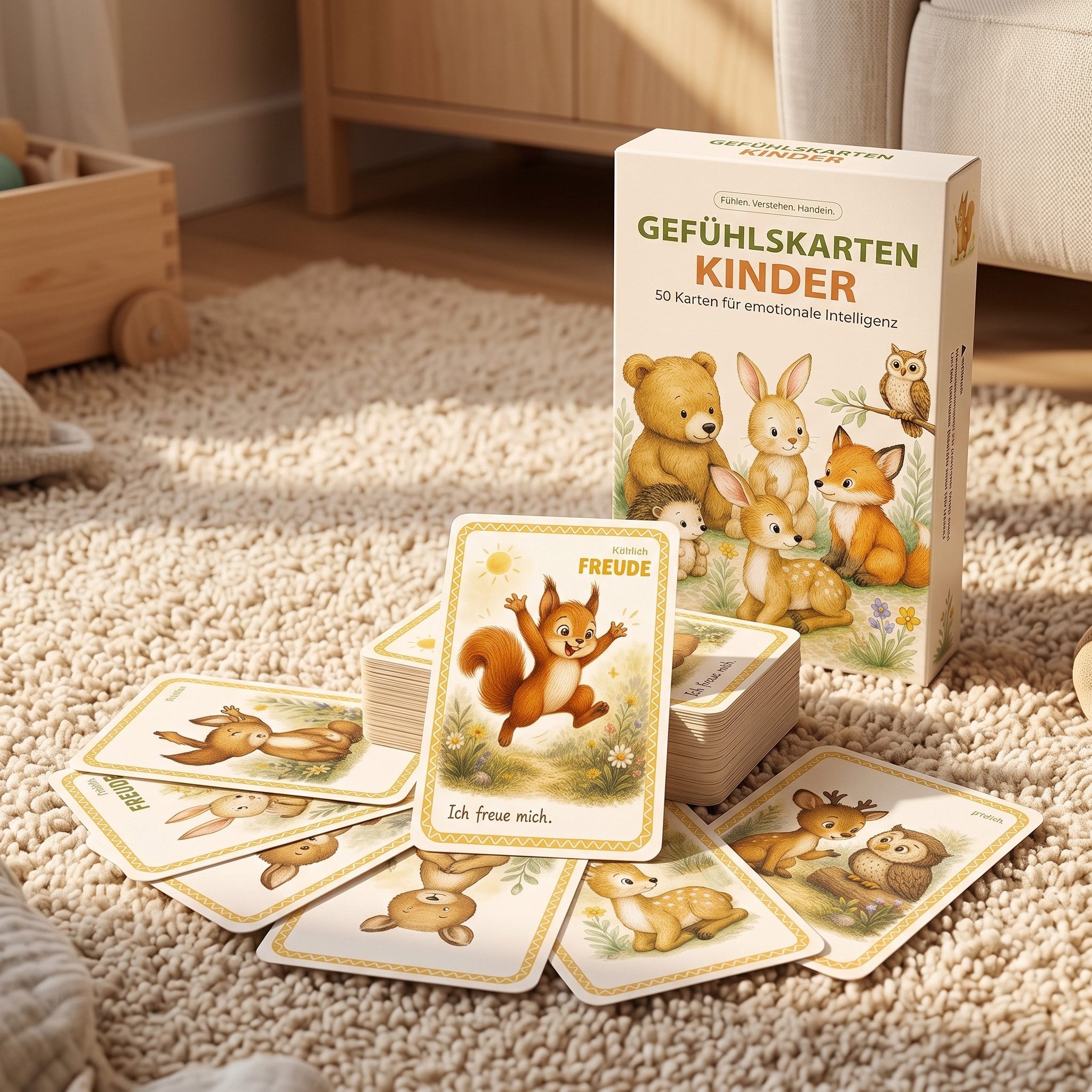SURFOU Lernspielzeug Gefühlskarten Kinder 50 Karten Emotionen Lernspielzeug