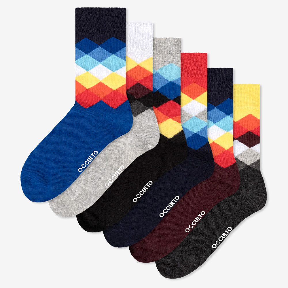 OCCULTO Basicsocken Herren Bunte Socken 6er Pack (Modell: Sigi) (6-Paar) – Bild 3 von 5