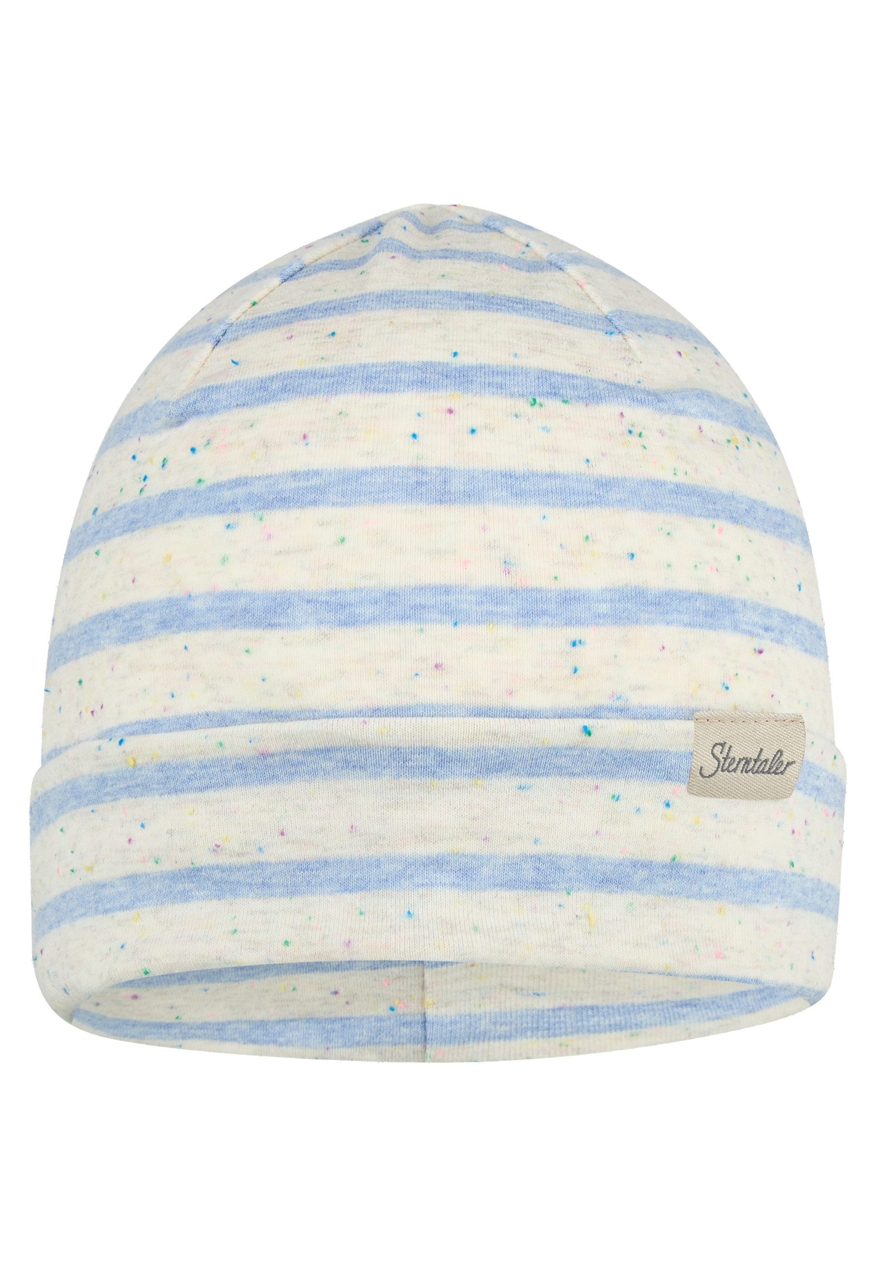 Sterntaler® Beanie UV-Schutz 50+ Beanie Streifen (1-St) Beanie aus Ringel-Melange-Jersey mit Pünktchen, 2 Tragevarianten