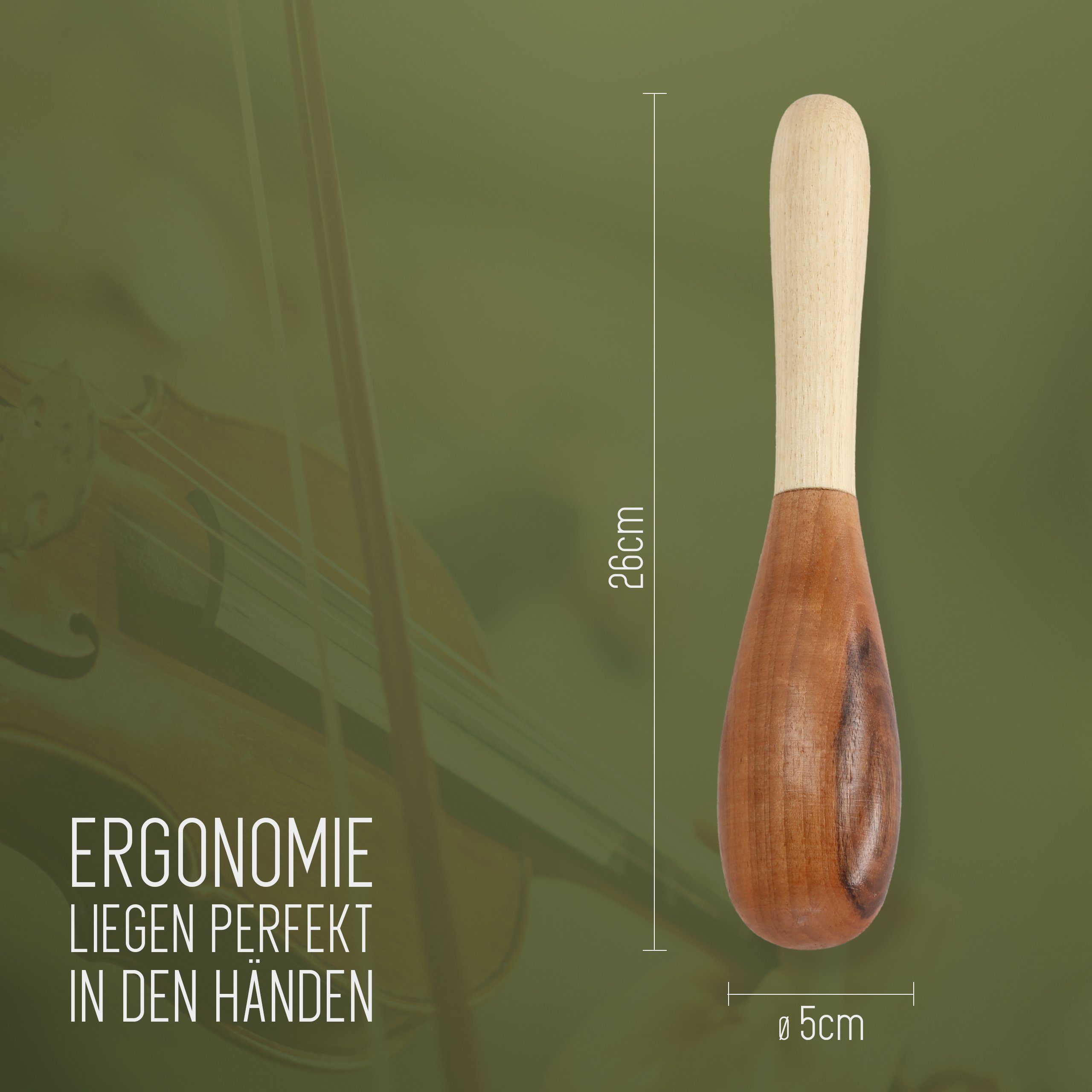 Lantelme Massageroller Massagestab Holz Xl 26cm lang Körper Entspannung für Frauen und Männer, Massage Becken Rücken Schulter Nacken Massagegerät Walnussholz – Bild 4 von 5