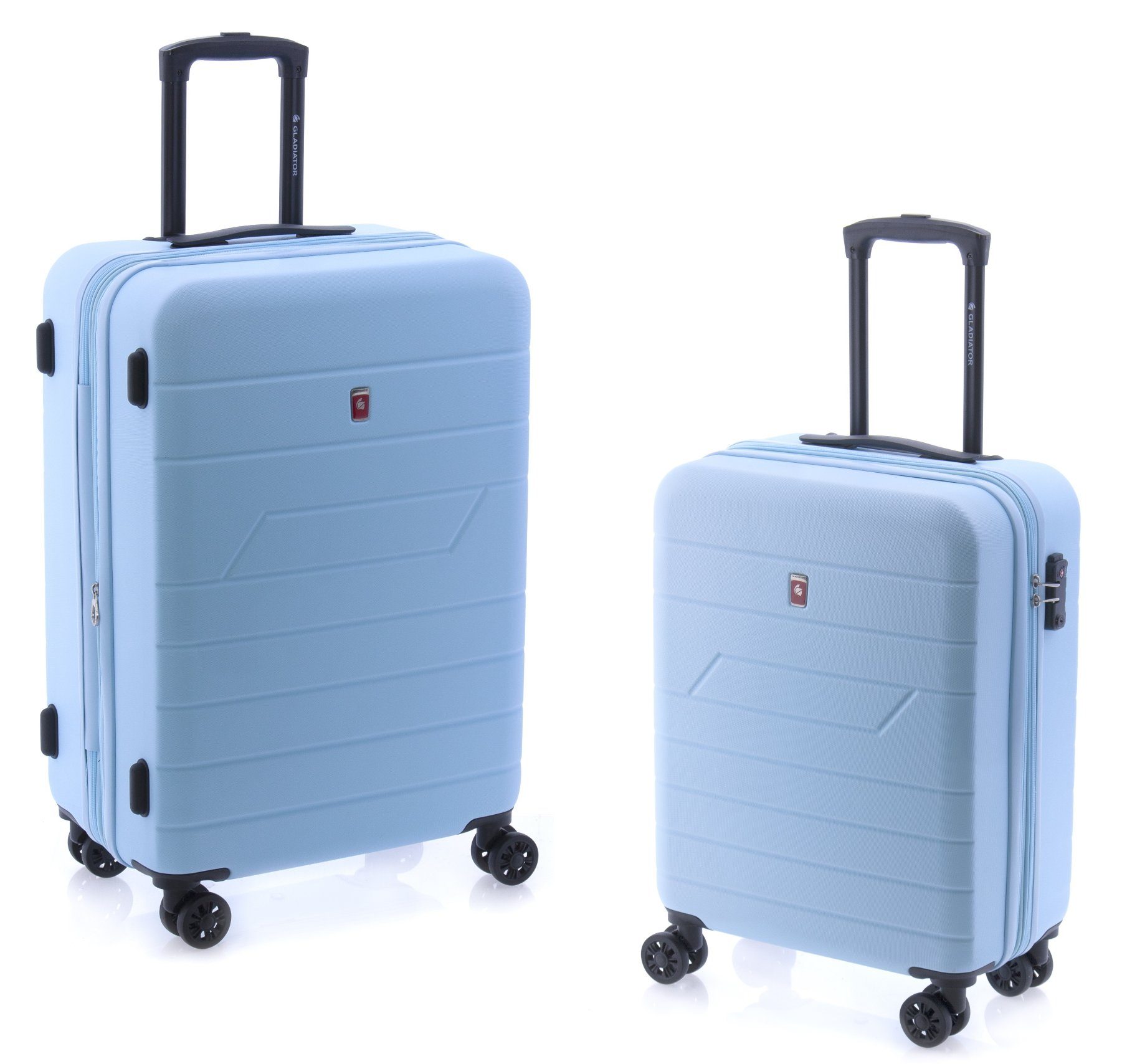GLADIATOR Hartschalen-Trolley Koffer-Set 2-teilig - 55 und 65 cm, 4 Rollen, TSA-Schloss, Dehnfalte, Farben: blau, schwarz, rot, hellblau, minzgrün, gelb