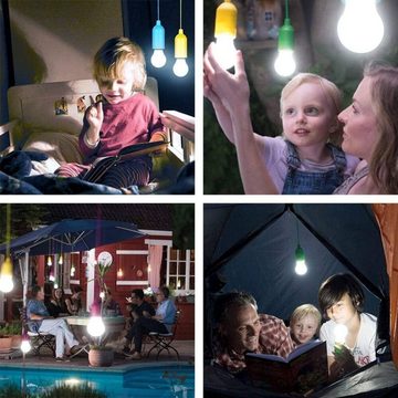BlingBin LED-Hängeleuchte LED Zugschnur Glühbirne Hängende Birne Lichter Batteriebetrieben, Batteriebetrieben, LED fest integriert, Warmweiß, Tragbare Hängeleuchte für Camping Garten Party Lichter Outdoor