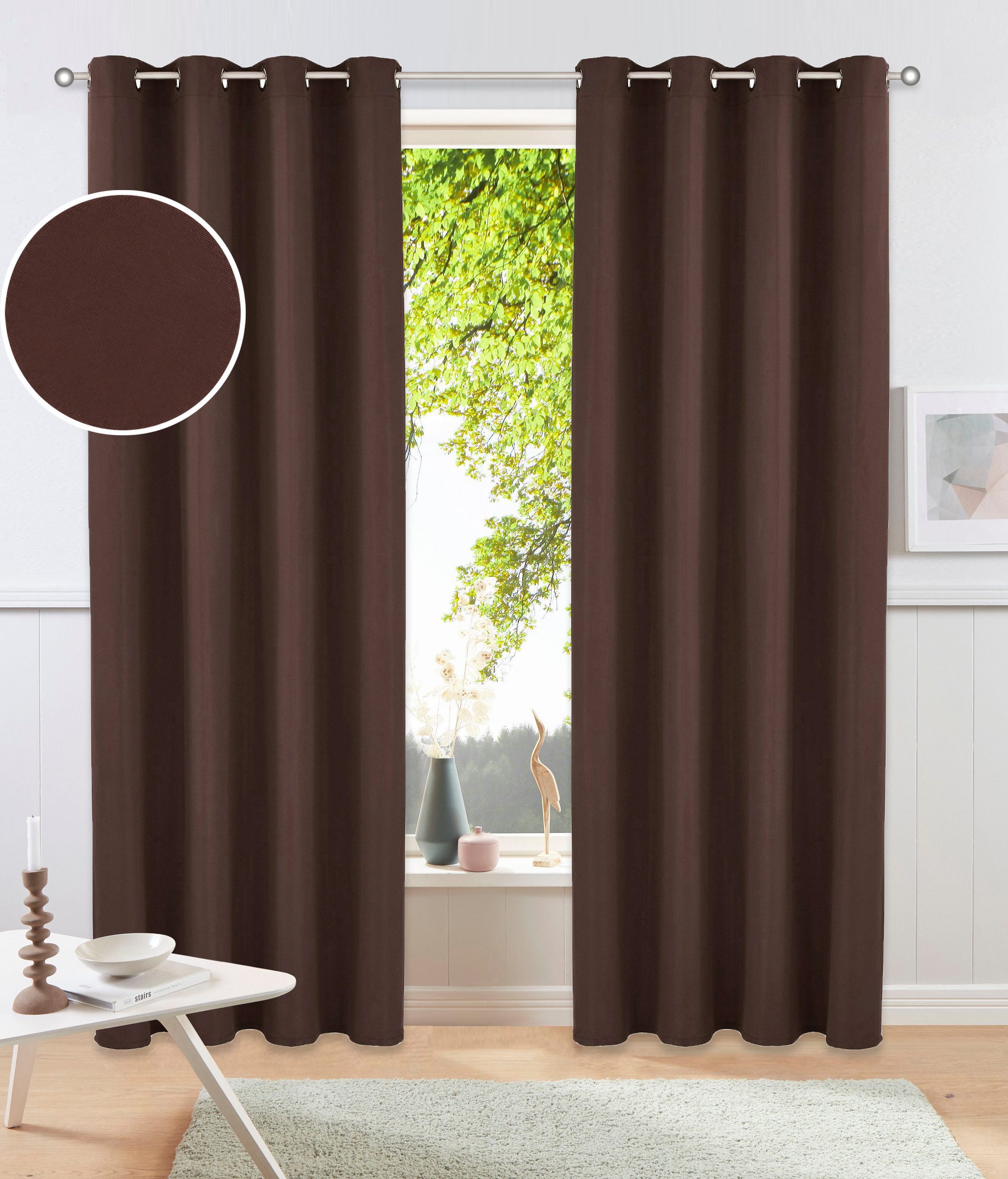 OTTO home Vorhang Parry (2 St), Ösen, blickdicht, Polyester, 2-er Set, blickdicht, monochrom, basic