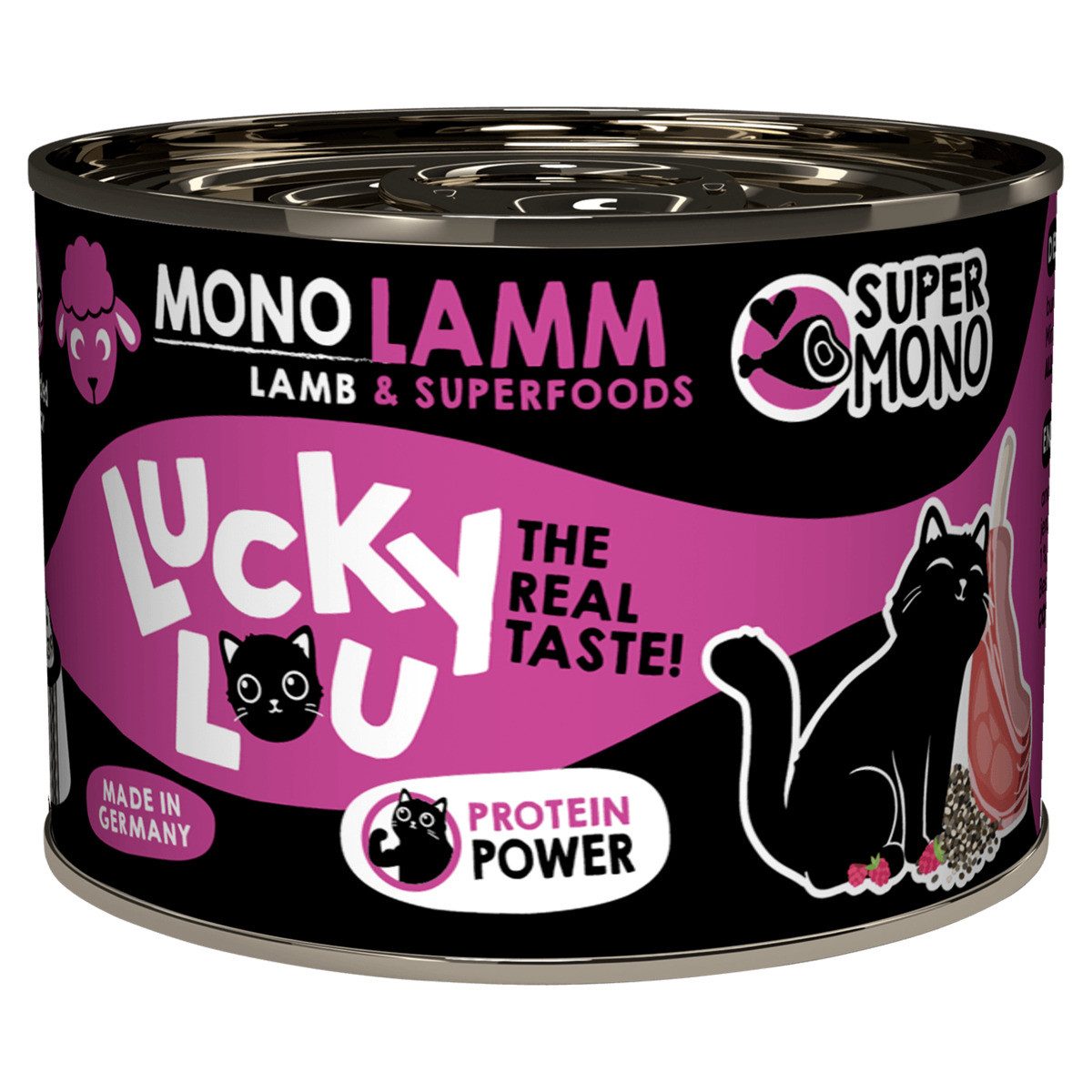 Lucky Lou SuperMono Lamm 200 g, Nassfutter für: Katze