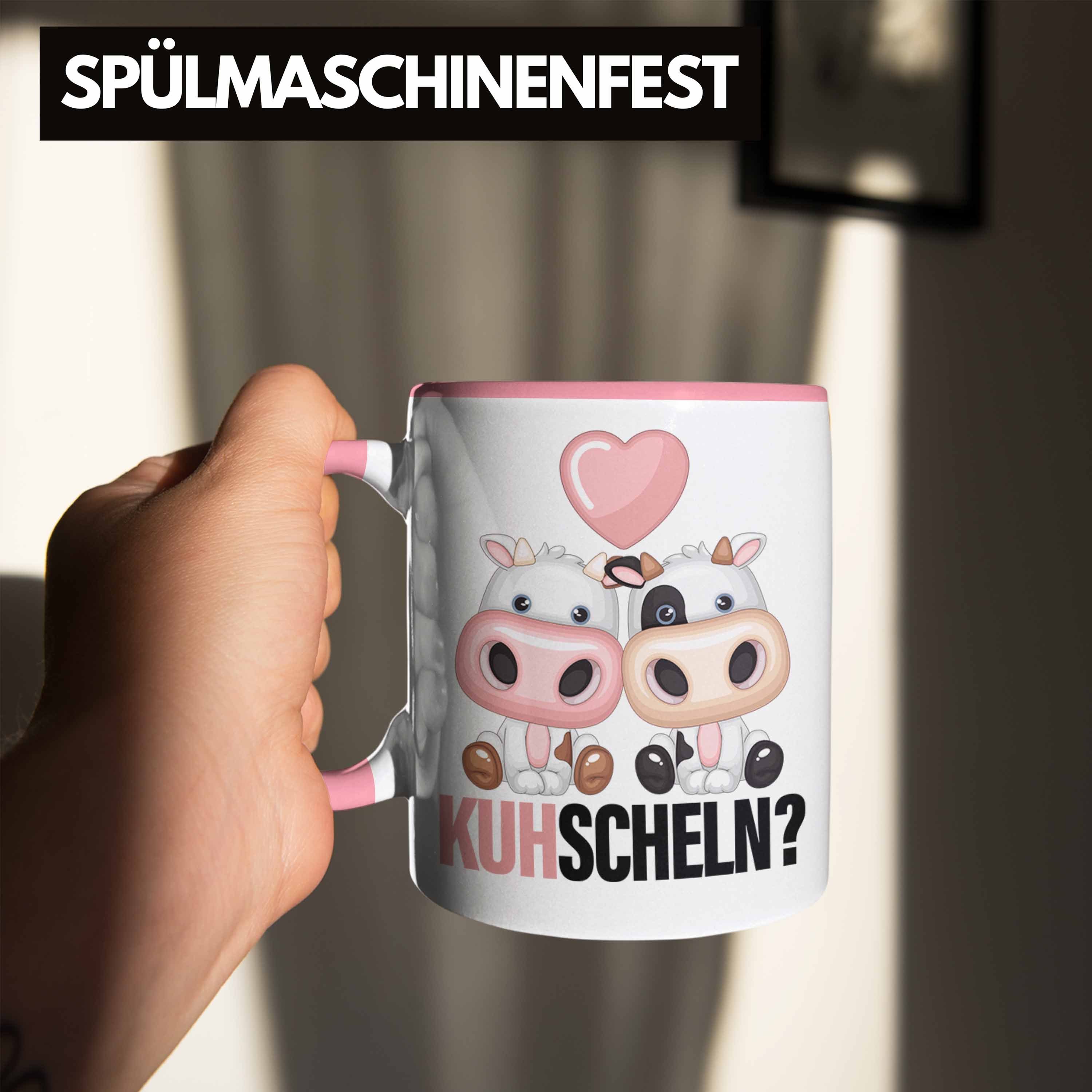 Rosa Geschenkidee Freundin Kusch Tasse Geschenk Trendation Tasse Kuh Tierliebhaber Kuhscheln