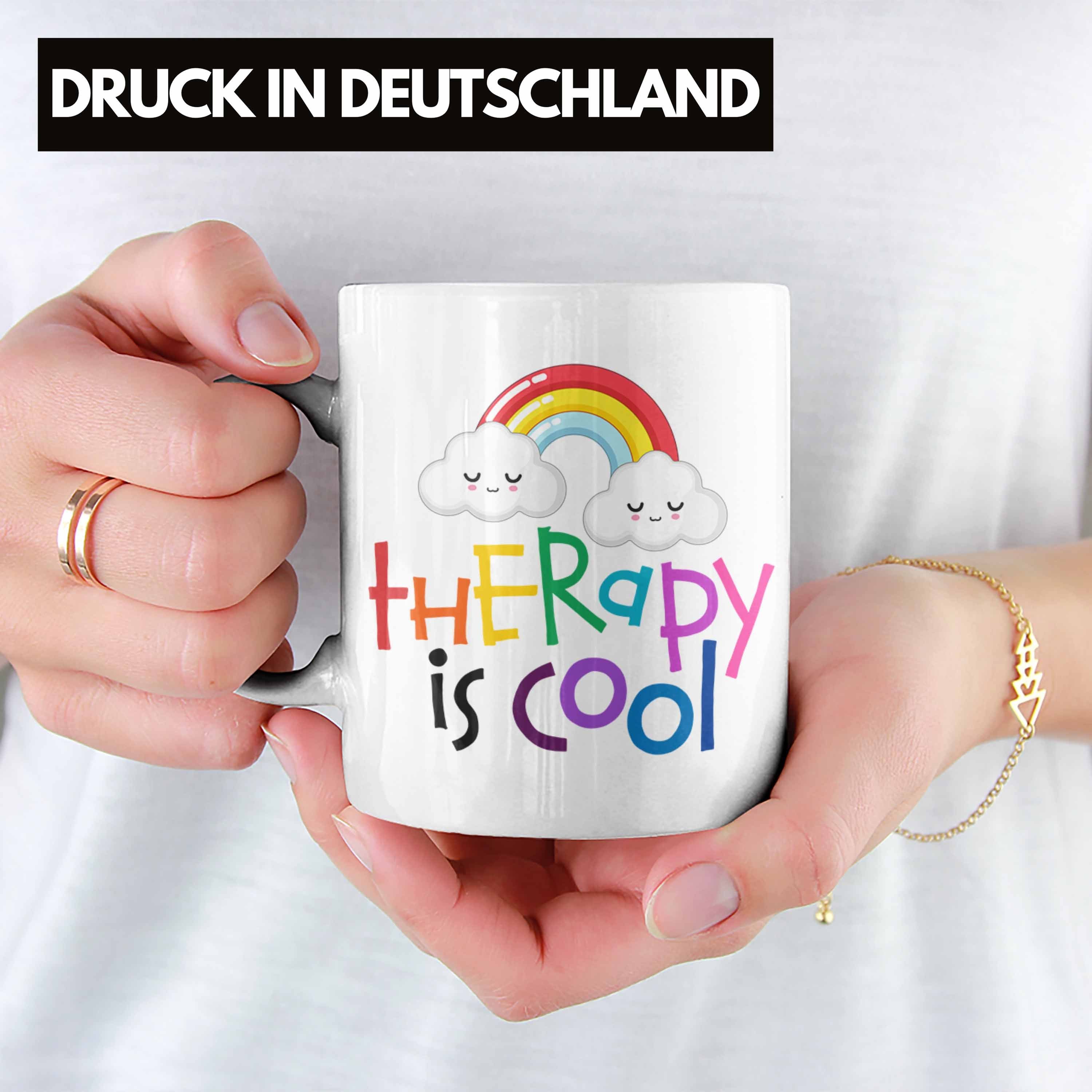 Trendation Tasse "Therapy Is Cool" Weiss für Psychotherapie-Fans Geschenkidee Tasse