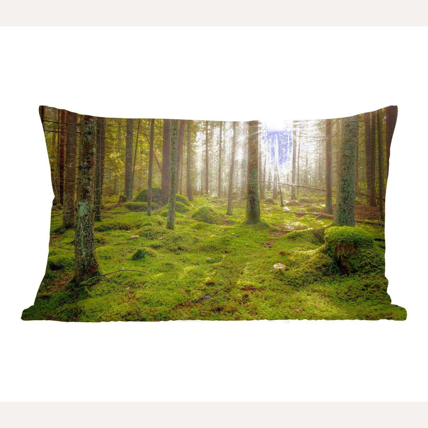 MuchoWow Dekokissen Wald - Sonne - Baum, Wohzimmer Dekoration, Zierkissen, Dekokissen mit Füllung, Schlafzimmer