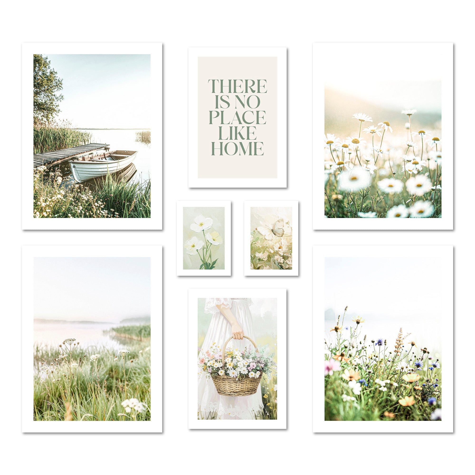 ARTFAVES Bilder-Collage Poster Set Summer Morning I mehrteilige Bilderwand I Wandbilder Sommer, (Wandbilder modern, 8 St)