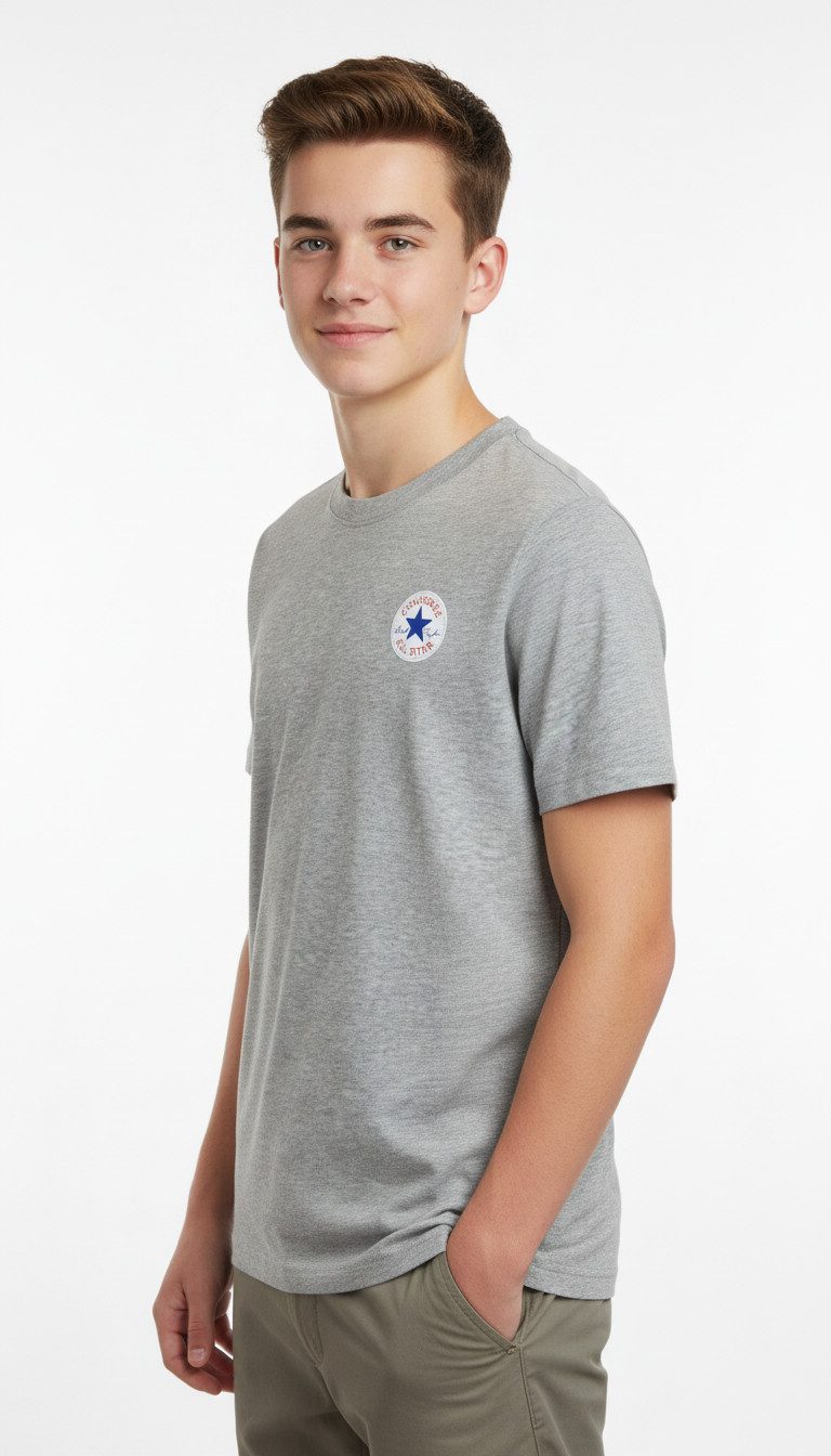 Converse Kurzarmshirt für Kinder und Jugendliche mit Brandlabel innen, aus luftigem Jersey-Material